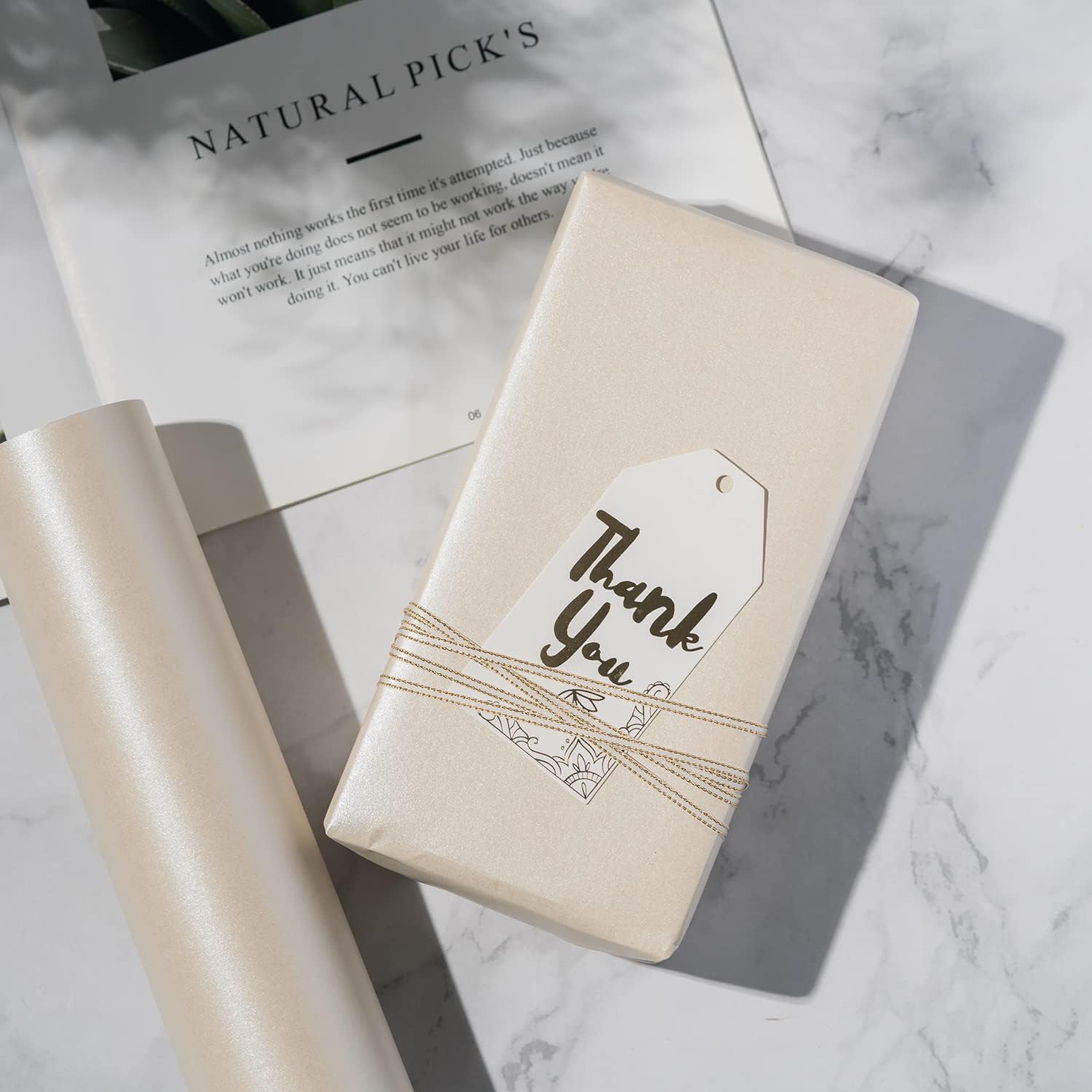 Thumbnail 6 de RUSPEPA Off White Matte Wrapping Paper - 81.5 Sq Ft, 30in x 32.8ft, Pearly-Lustre Finish