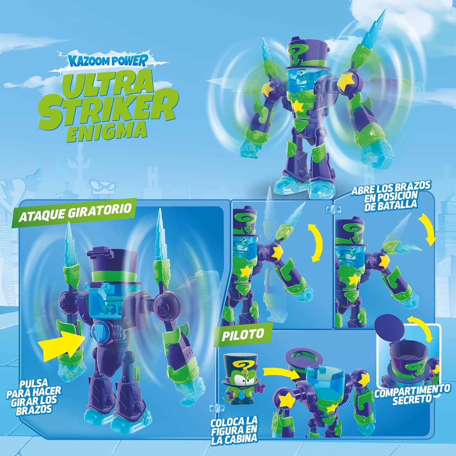 Detalle de SUPERTHINGS – Ultra Striker Enigma: Robot Ultra Striker de la Serie Kazoom Power
