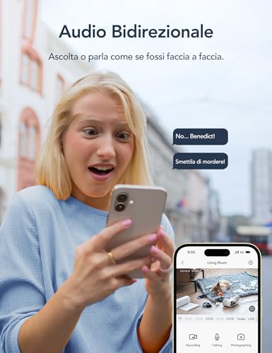 Thumbnail 3 de GNCC 2K 3MP Telecamera Wi-Fi Interno Pack da 2 — visione notturna, copertura 360°