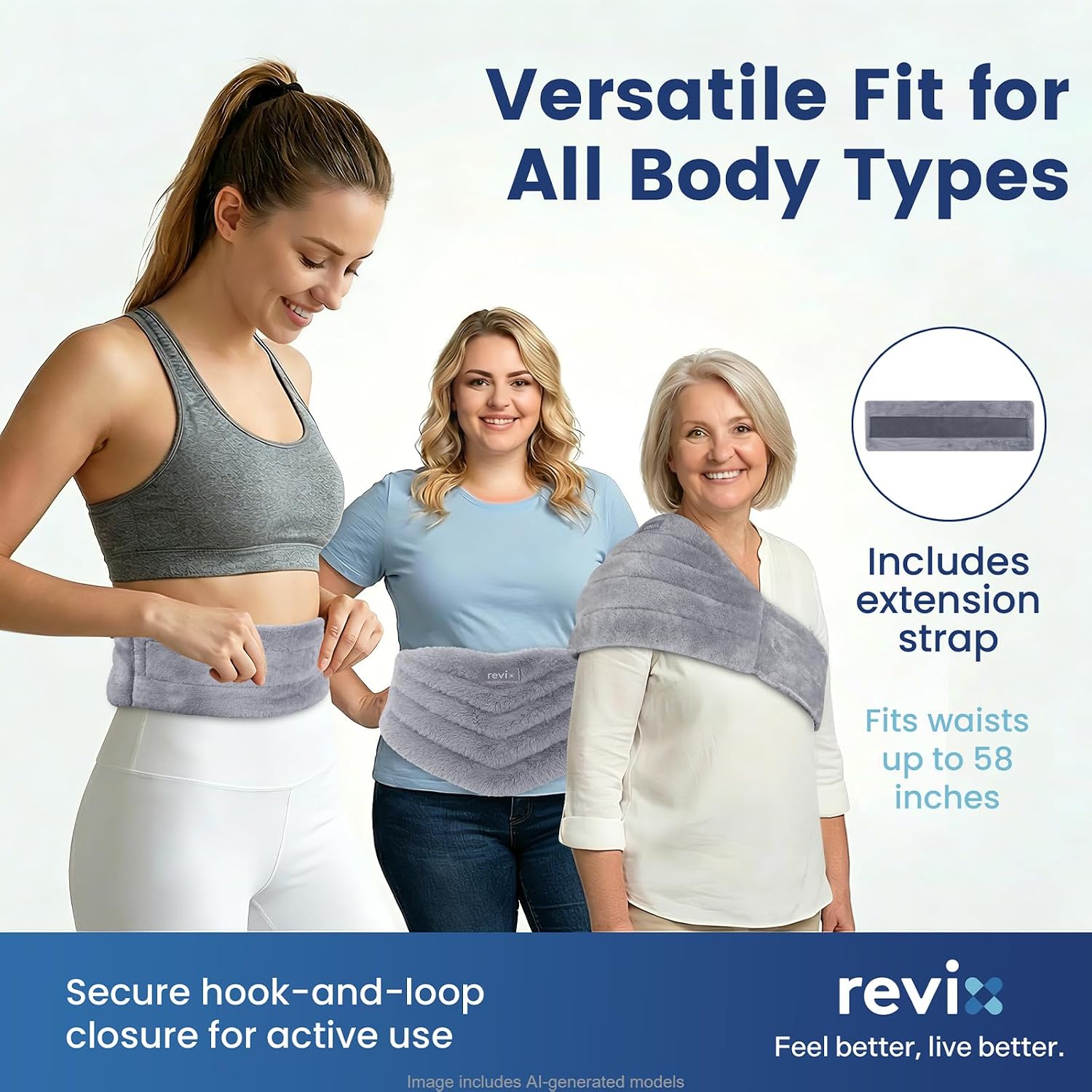 Detalle de REVIX REX009Gray Wearable Microwave Heating Pad for Back, Gray Moist Heat Wrap