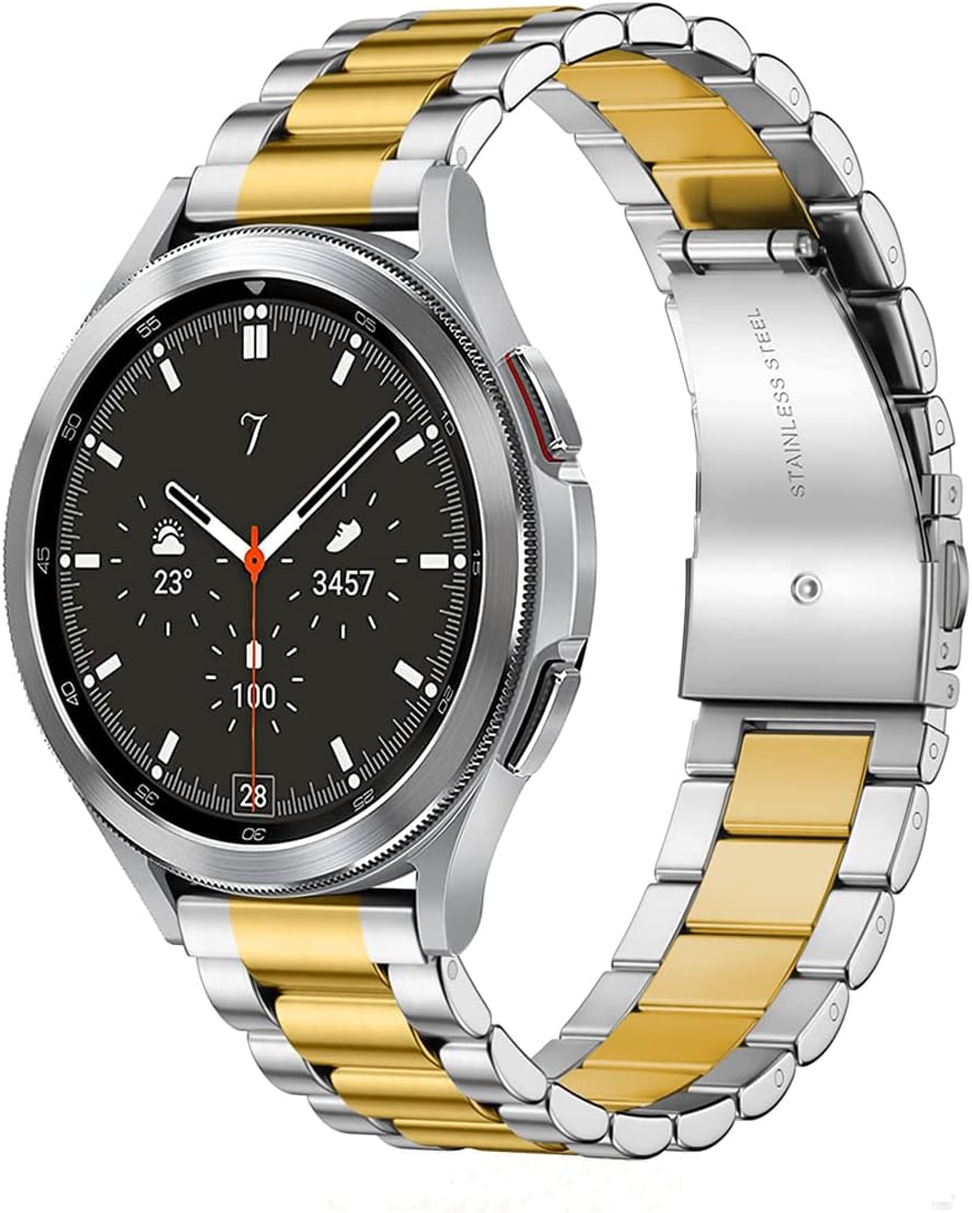 Detalle de MUENShop 20mm Stainless Steel Watch Strap for Samsung Galaxy Watch 3 (41mm) and Similar 42mm Models