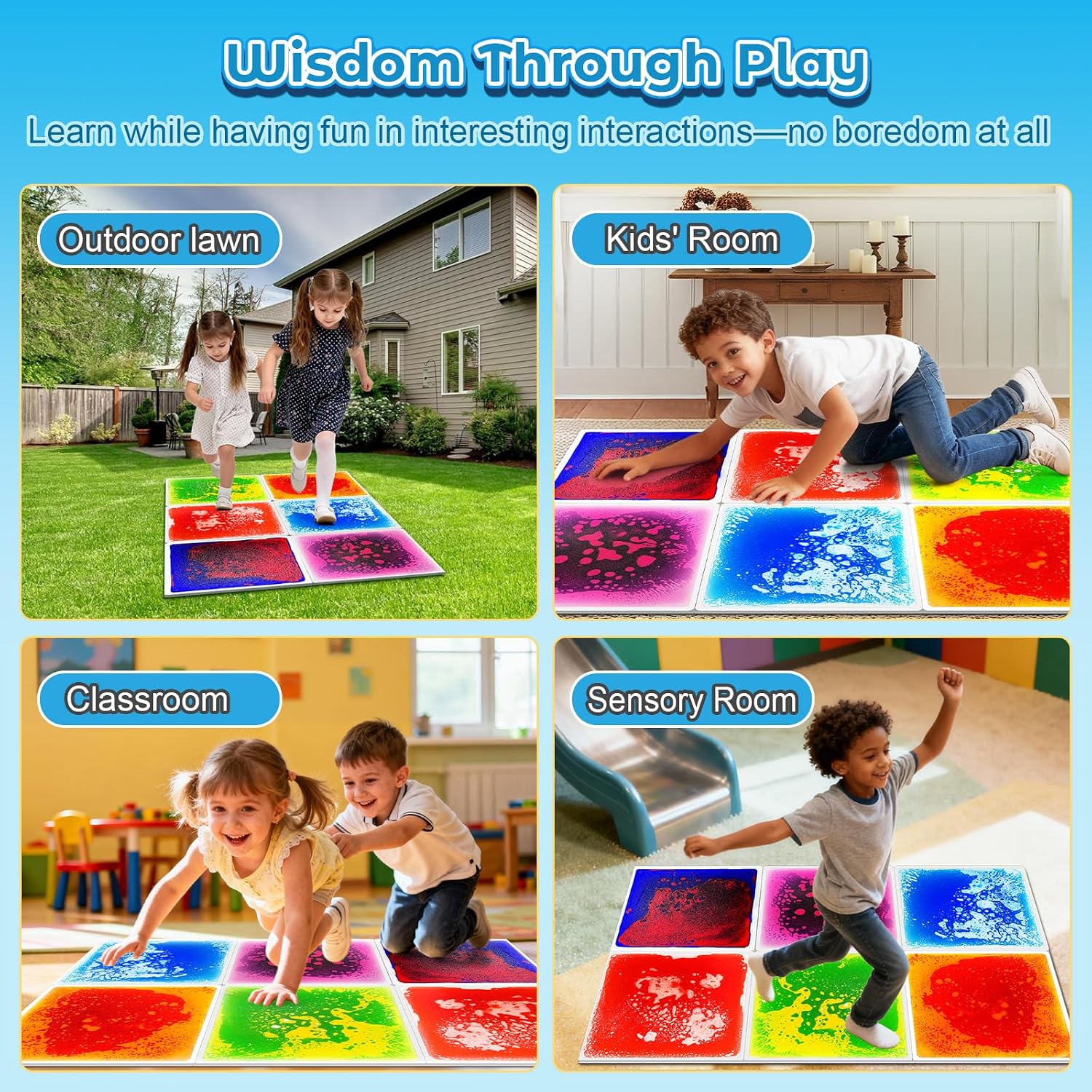 Thumbnail 5 de Toddler Sensory Liquid Floor Mats – 6-Piece Liquid Play Mat Pack