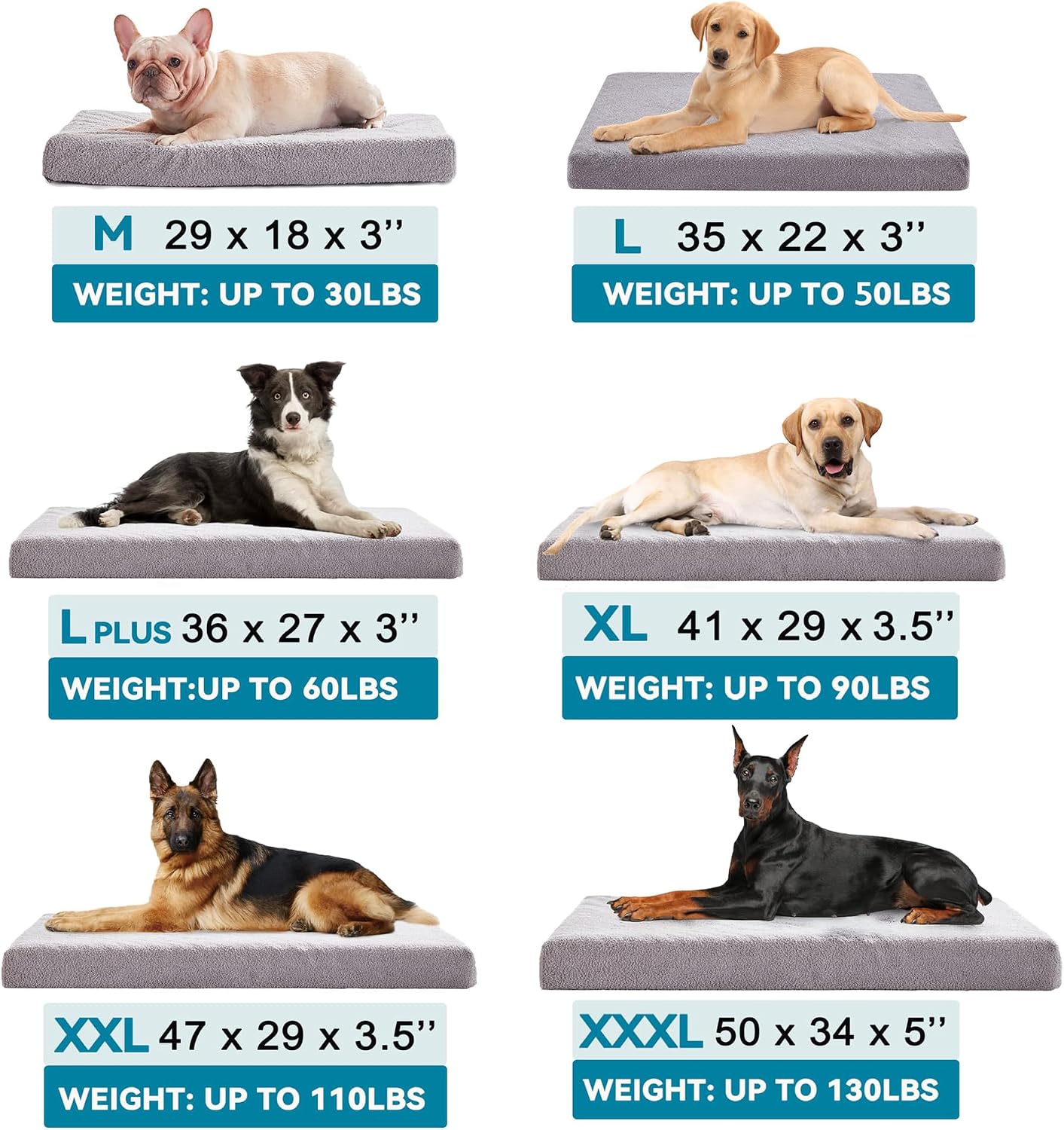 Detalle de WATANIYA PET 大型犬用整形外科ベッド 41インチ XL 冷却ジェルメモリーフォーム・防水ライナー付き