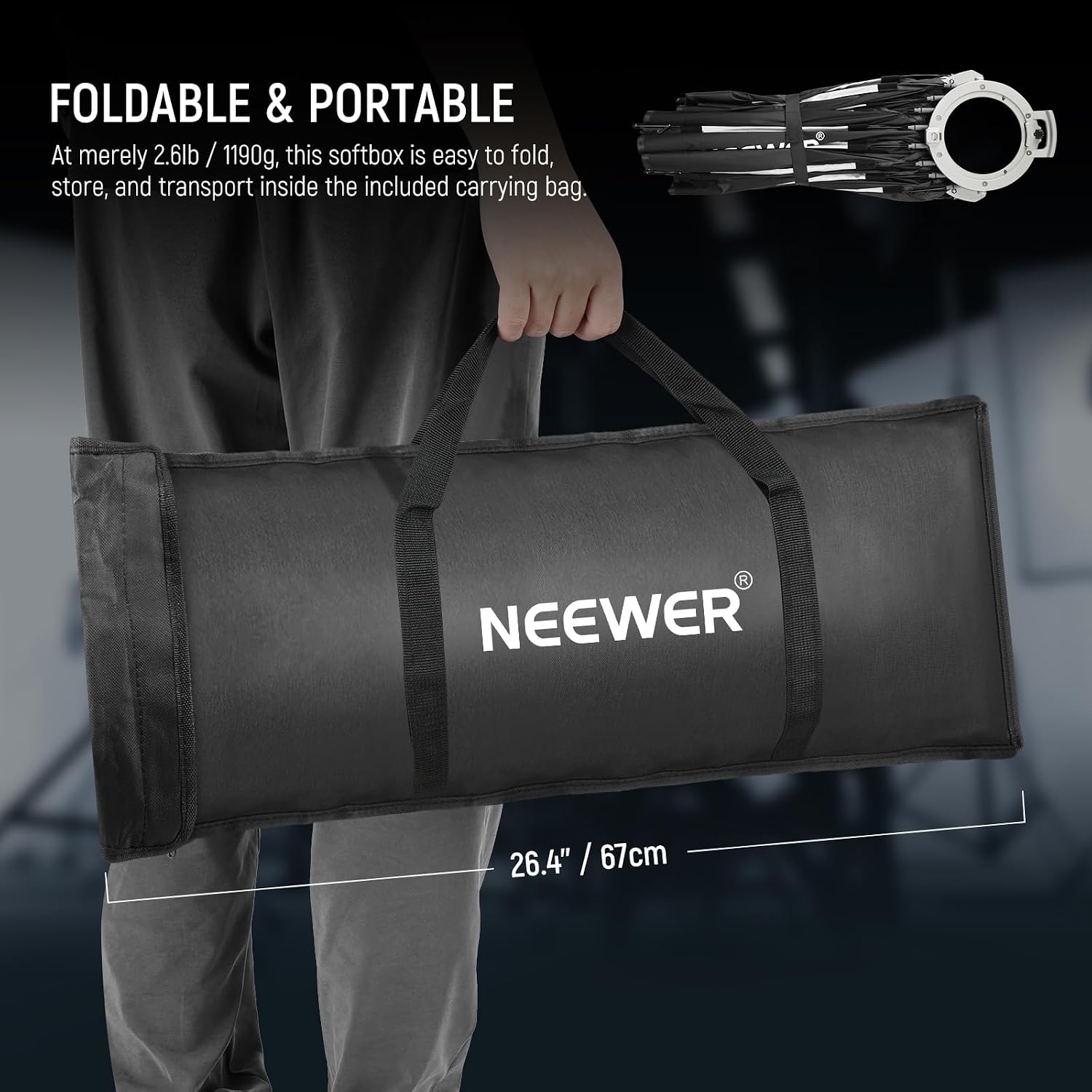 Thumbnail 6 de NEEWER Parabolic Softbox Kit (23.6in) with Bowens Mount + Diffusion Layers