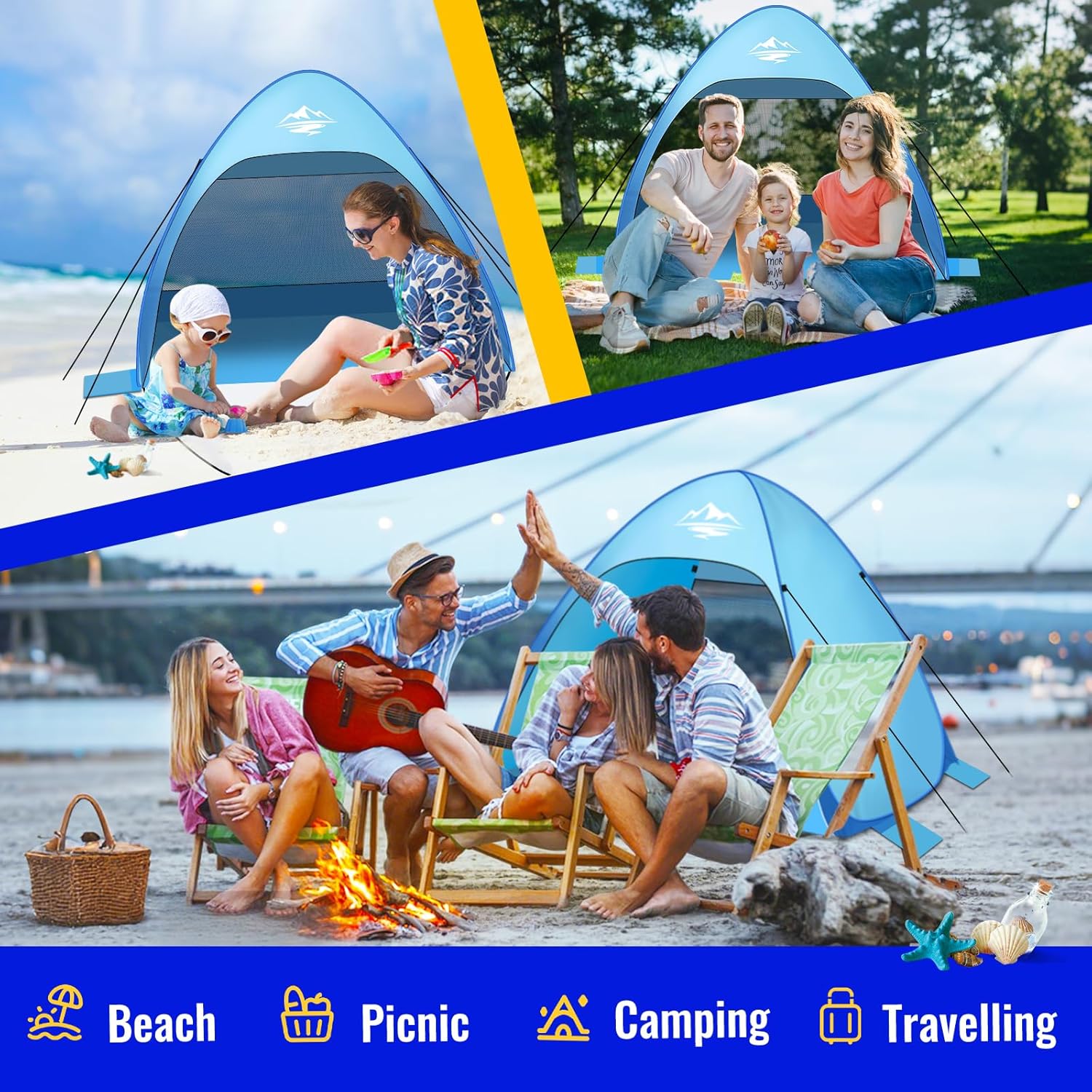 Thumbnail 5 de Pop Up Beach Tent 1-3 Person, 50+ UV