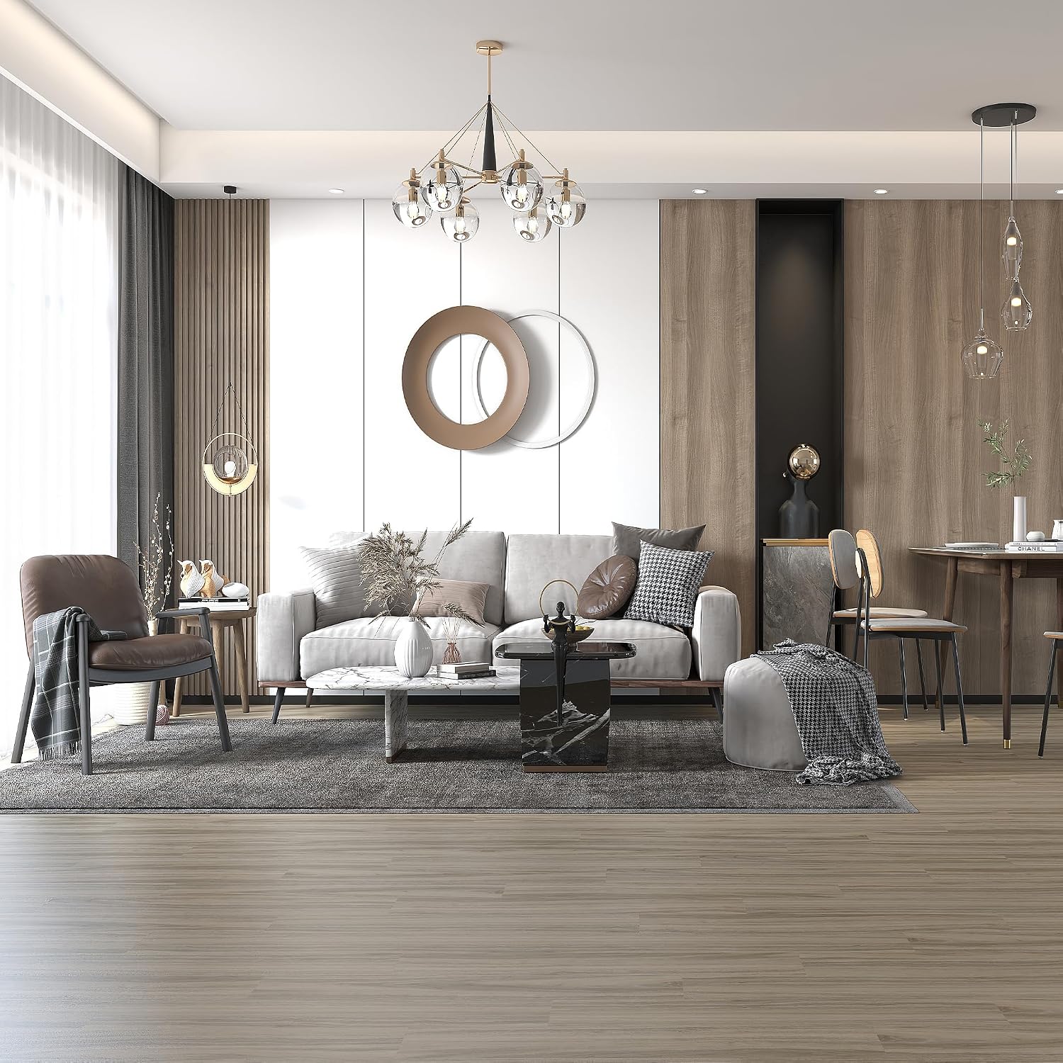 Thumbnail 6 de UISEBRT självhäftande PVC-golv i vit ek, 18 plankor för cirka 2,5 m²