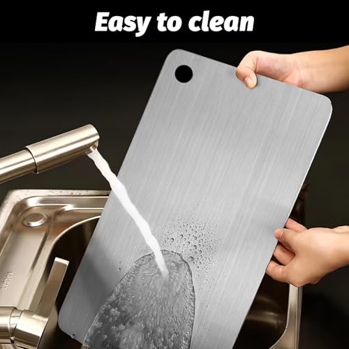 Thumbnail 3 de Pavlleen Tagliere in acciaio inox e Titanio 30×20 cm – tavola da taglio a doppia faccia