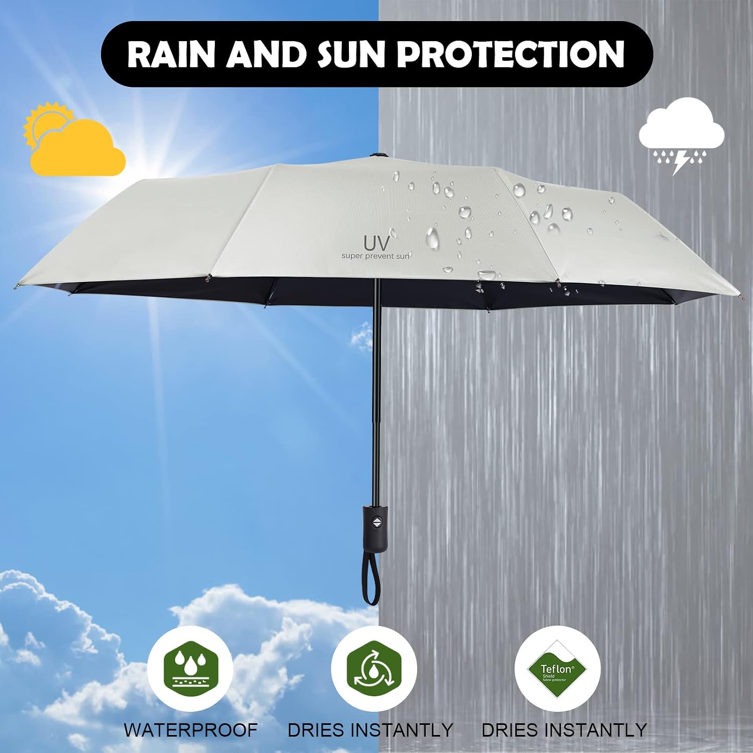 Thumbnail 4 de Vicloon Regenschirm Taschenschirm Auf-Zu-Automatik 28 cm