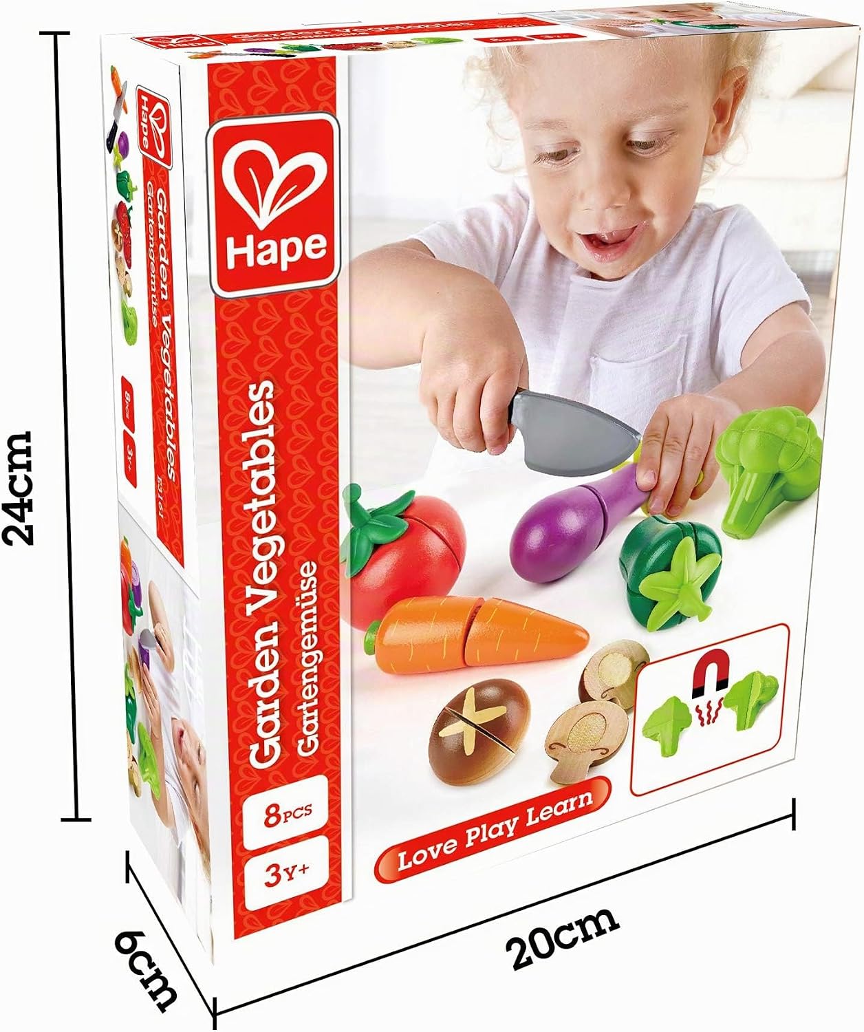 Detalle de Hape Garden Vegetables: set di ortaggi in legno per gioco creativo
