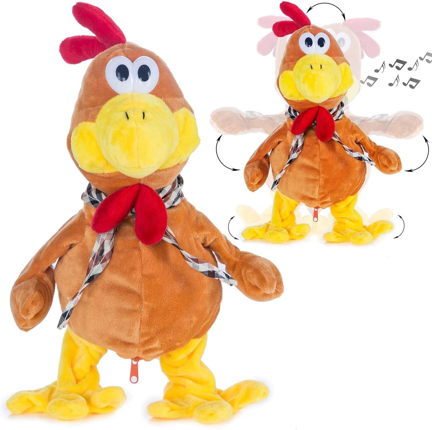 Detalle de GOODS+GADGETS Coq en peluche dansant et parlant : joue une mélodie et voltige sauvagement