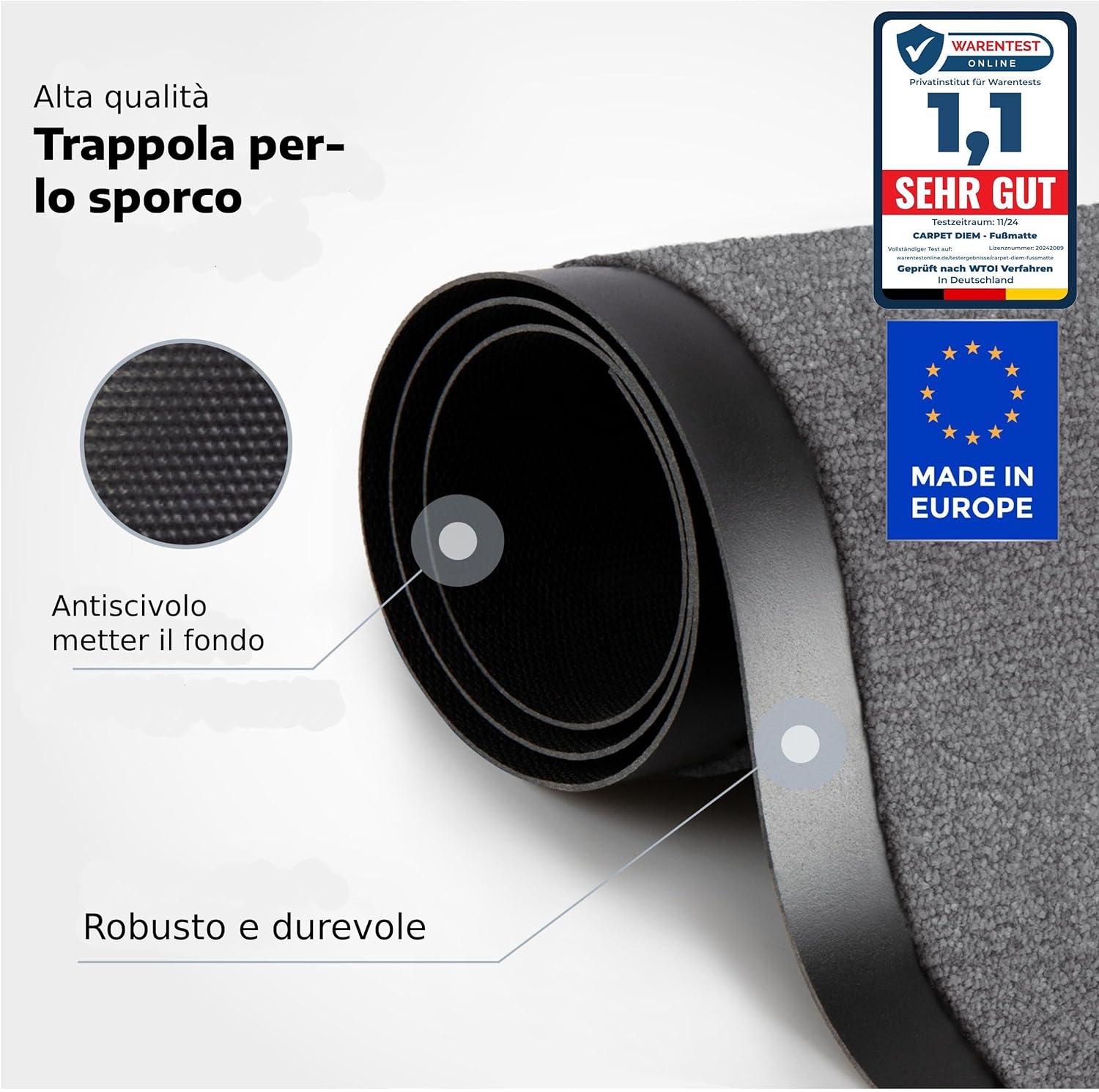 Detalle de Carpet Diem Zerbino antiscivolo 40 x 60 cm per ingresso interno ed esterno – Rosso