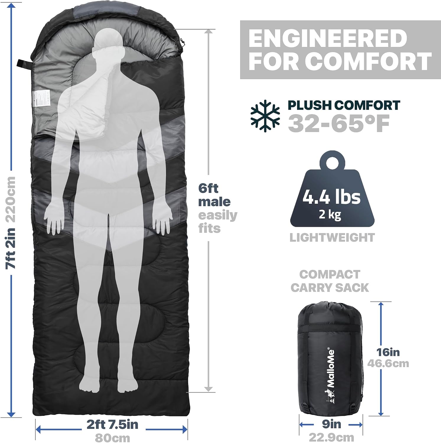 Thumbnail 1 de MalloMe Schlafsack Outdoor – Winter-Schlafsack für Erwachsene & Kinder, leicht & wasserabweisend
