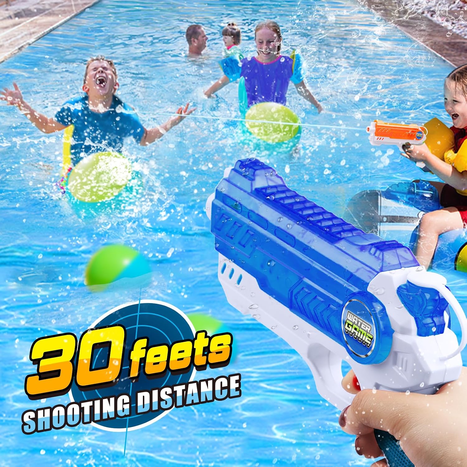 Detalle de Quanquer Wasserpistole für Kinder – 2er-Pack, 280 ml, 9 m Reichweite, ABS-Sicherheit