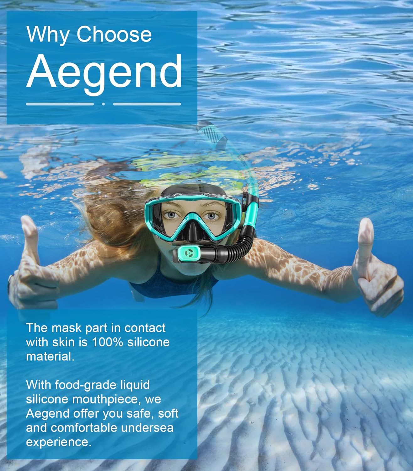 Thumbnail 4 de Aegend Snorkeling Gear: Panoramic Full-Face Mask with Top Dry Valve