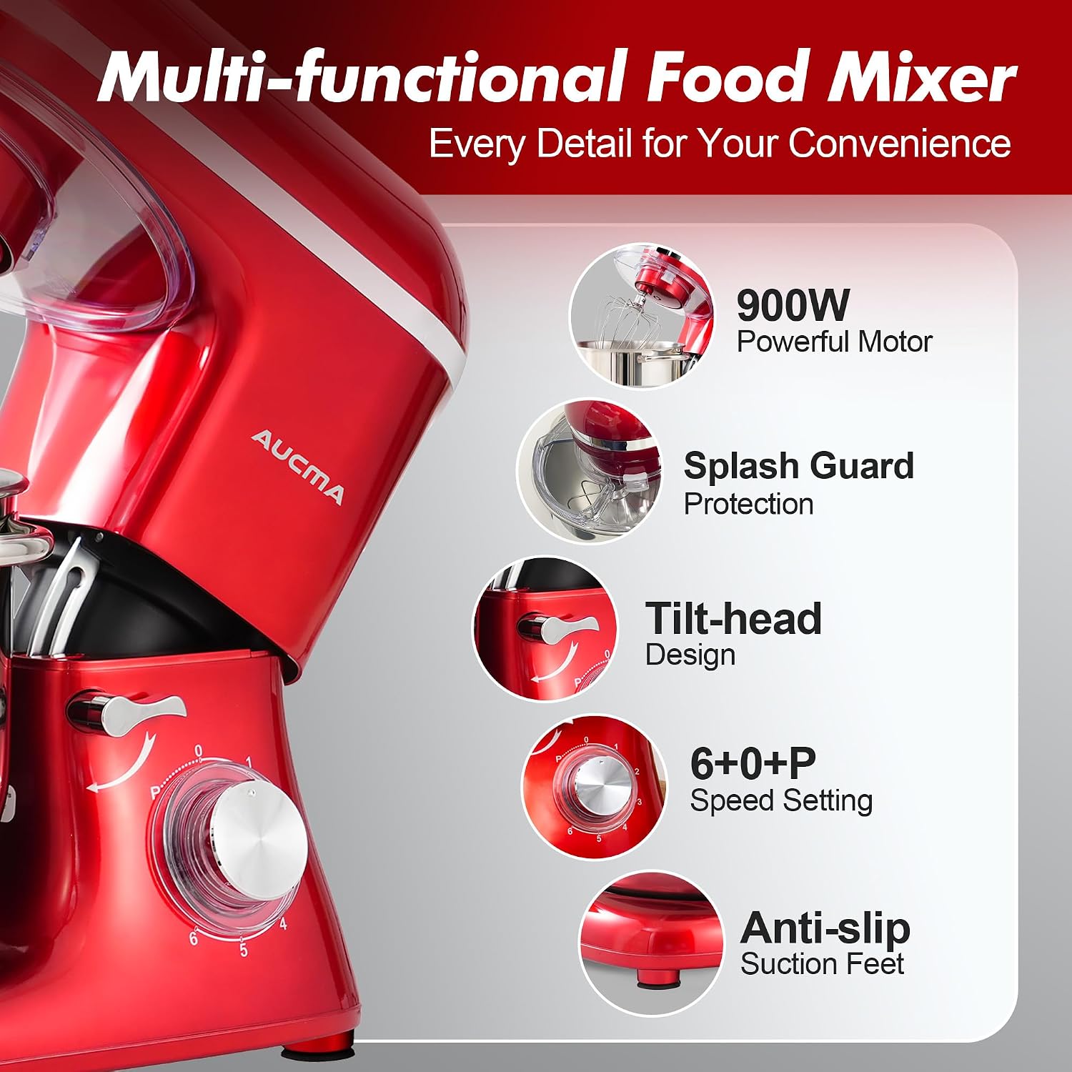 Detalle de Aucma Stand Mixer, 8QT