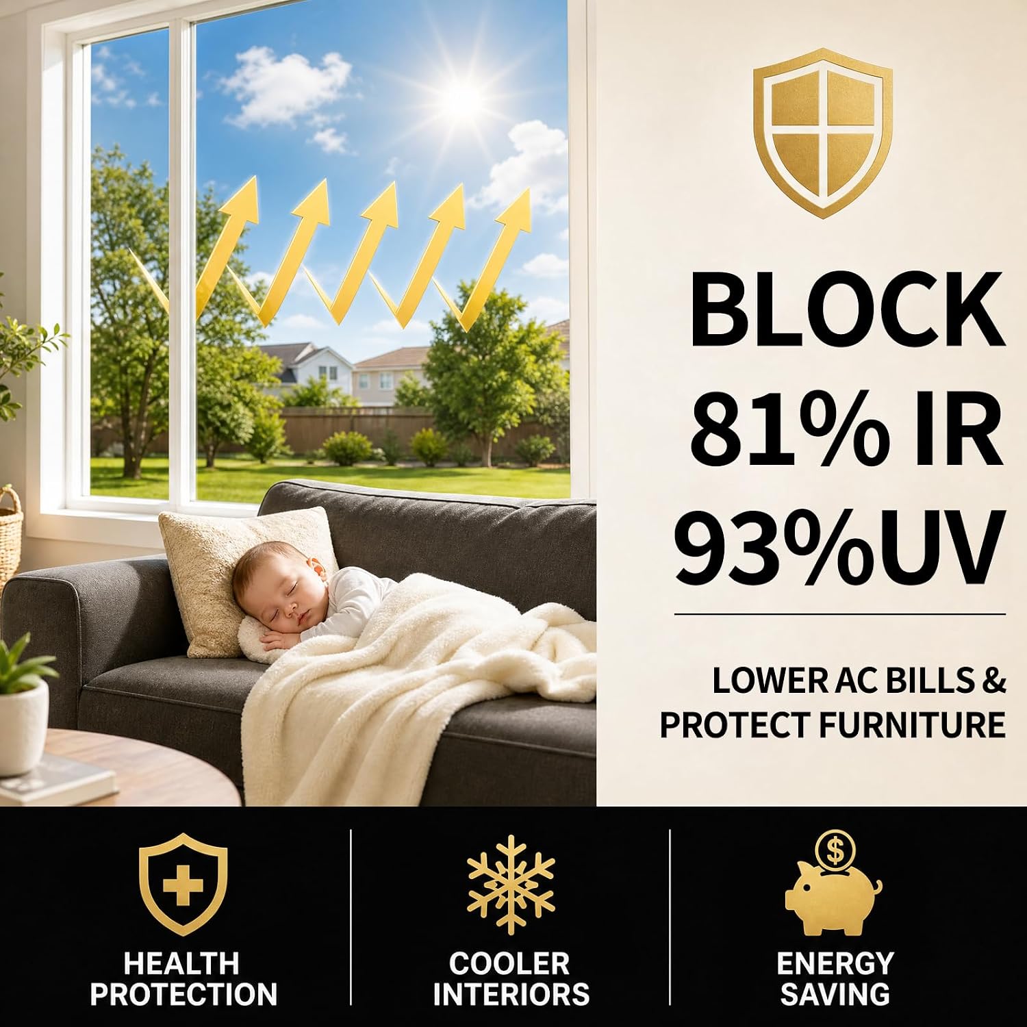 Detalle de FILMGOO One Way Privacy Window Film (Black Silver, 17.5 in x 94.48 in) for Daytime Privacy, Anti-UV, and Heat Control