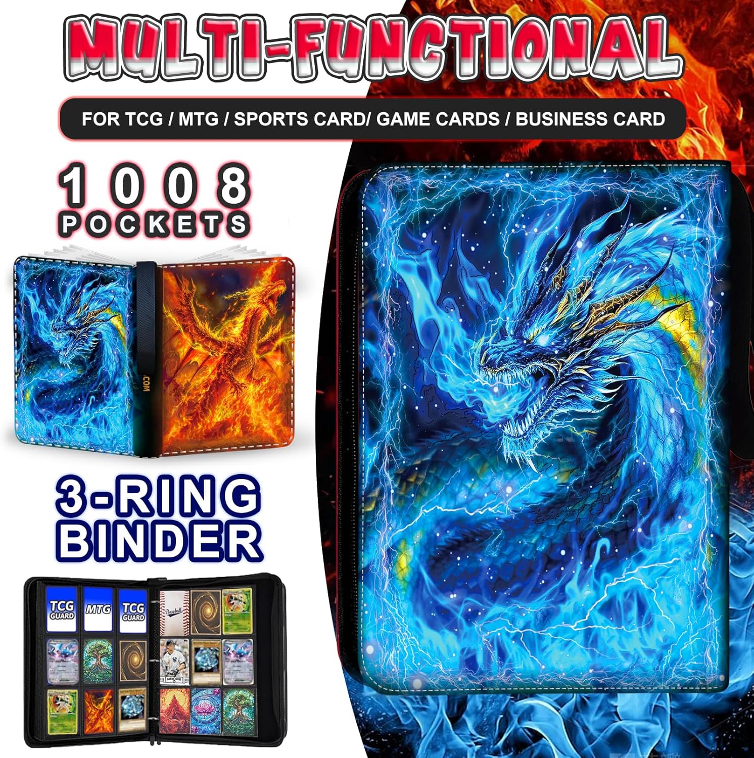 Thumbnail 2 de 1008 Card Binder 9-Pocket 56-Page Trading Card Album 📚