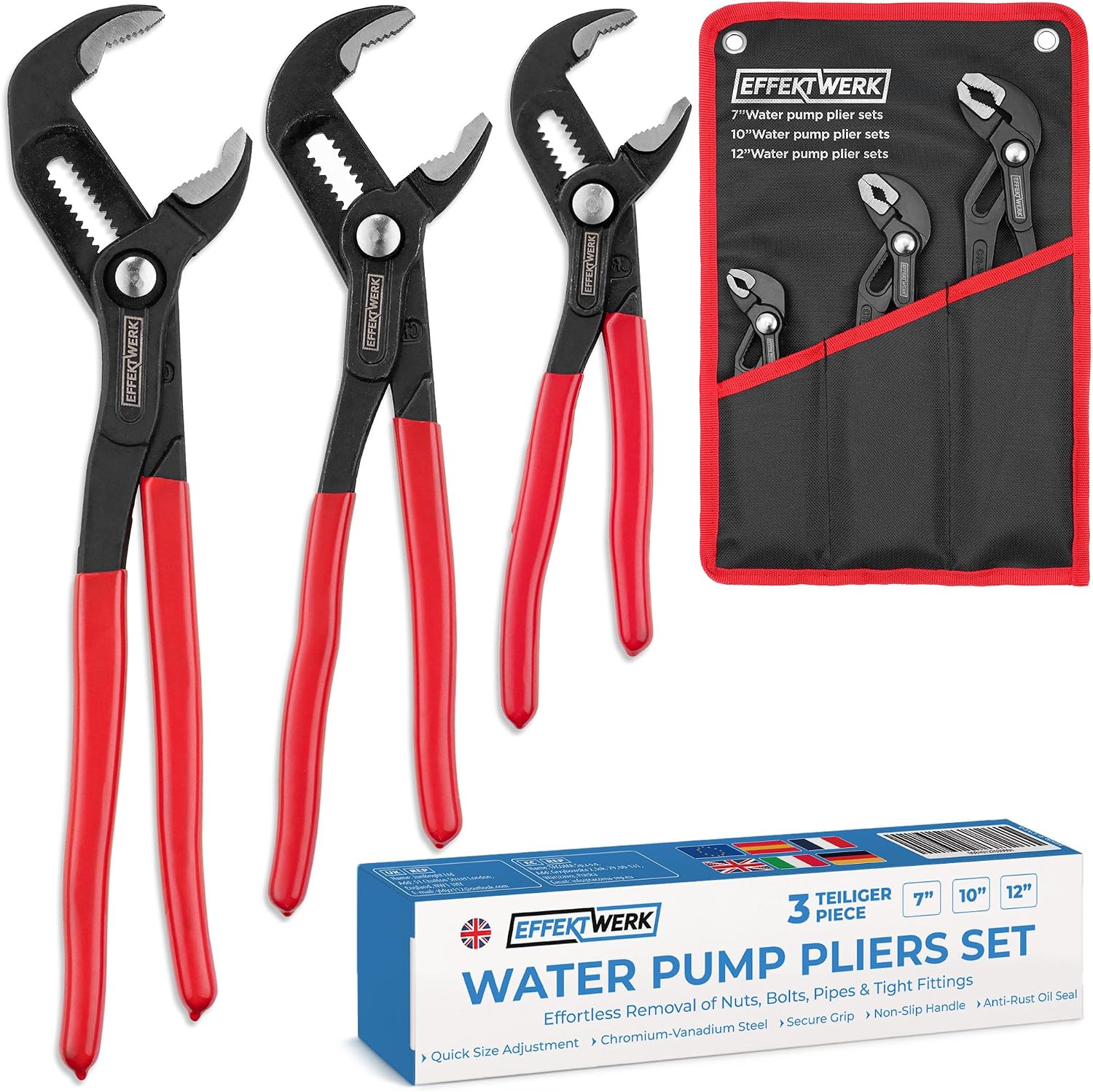 Detalle de EffektWerk Wasserpumpenzangen Set 18, 25, 30 cm