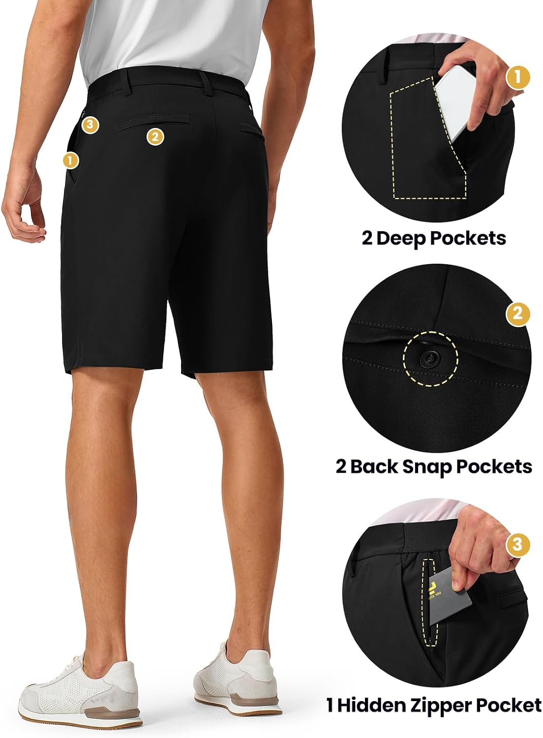 Detalle 1 de TBMPOY Men's 9" Golf Shorts with 4-Way Stretch, UPF 50 and 5 Pockets