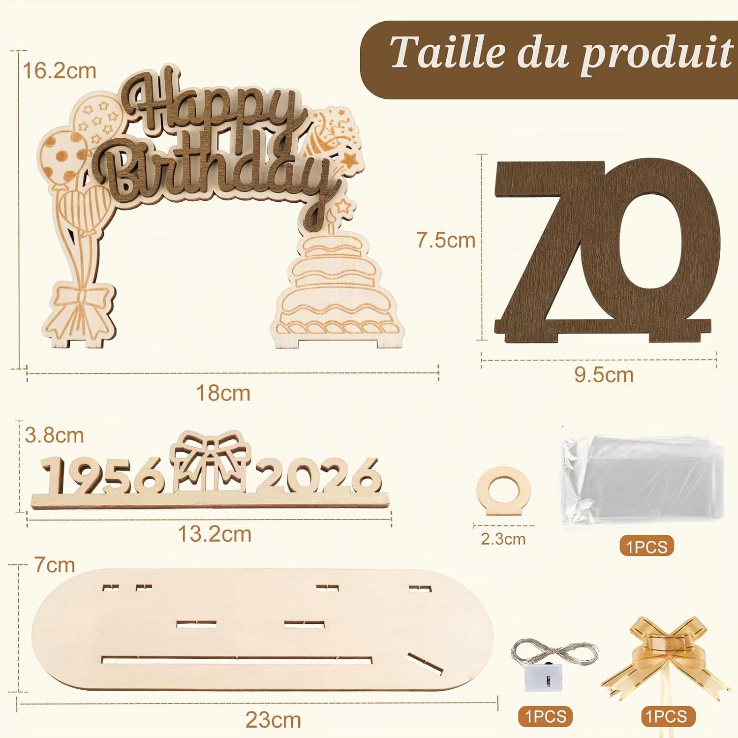 Detalle 2 de ARTREE houten gastenboek voor 70e verjaardag, personaliseerbaar en herbruikbaar