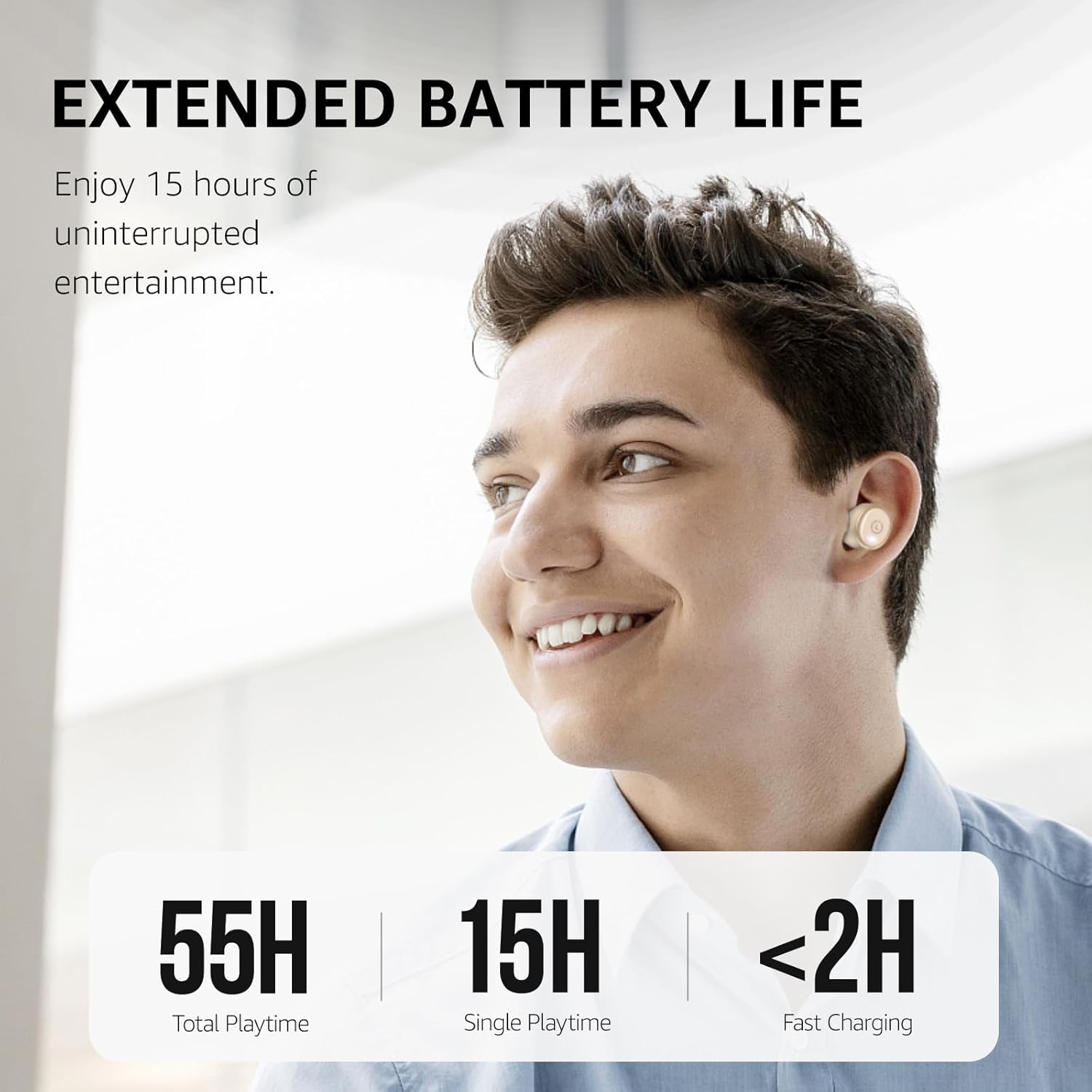 Thumbnail 2 de TOZO T10 – Écouteurs Bluetooth sans fil intra-auriculaires (Bluetooth 5.3, autonomie jusqu’à 55 h, IPX8)