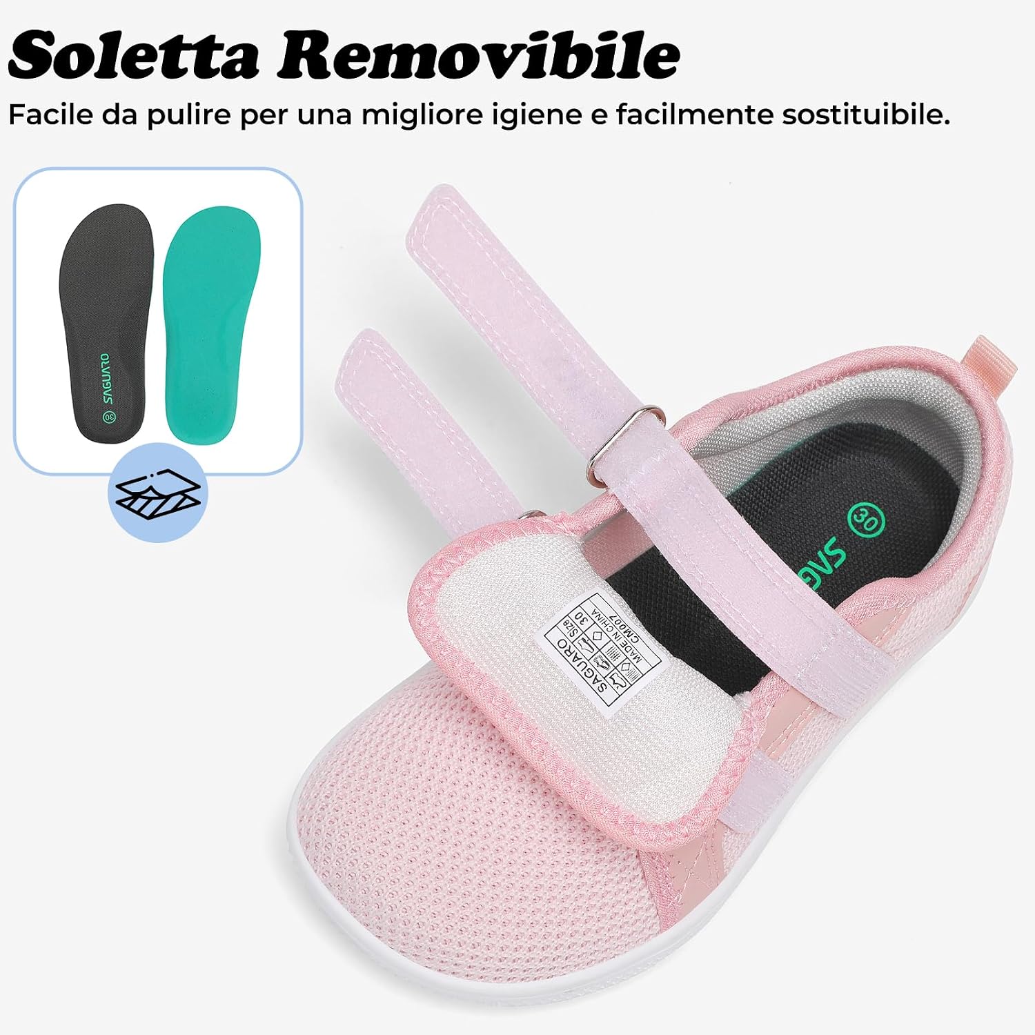 Thumbnail 6 de SAGUARO Scarpe Barefoot Bambini sneakers minimaliste con punta ampia, chiusura a strappo (Gr. 25-35)