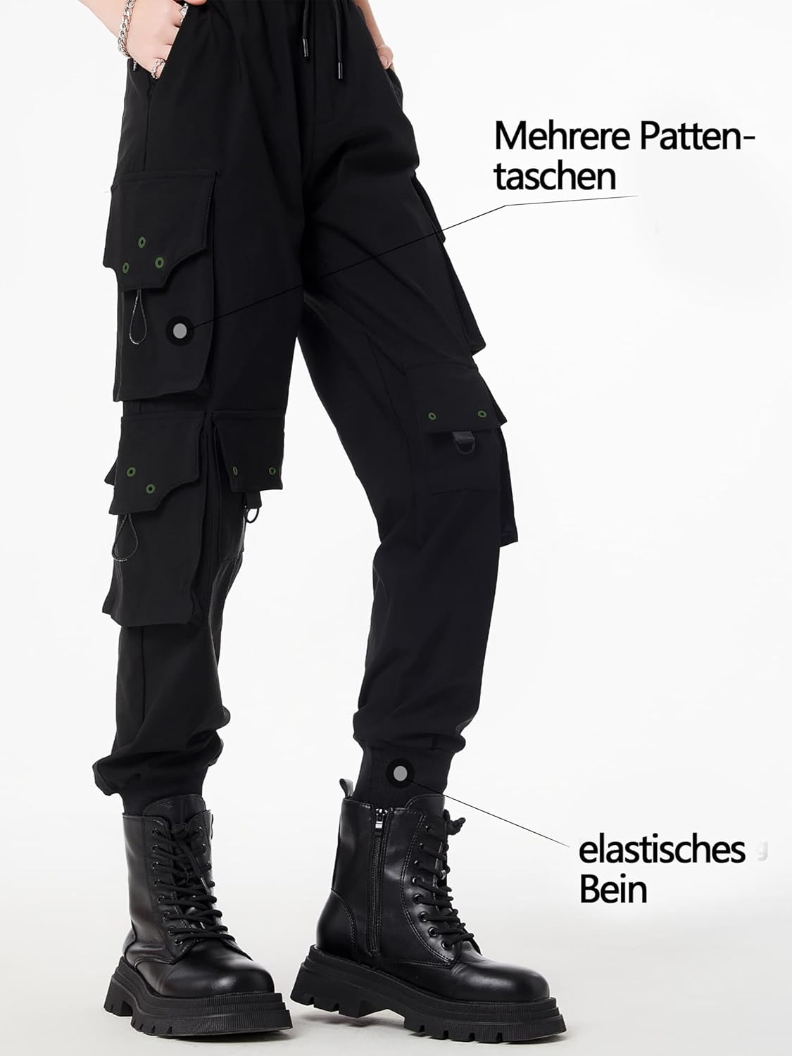 Thumbnail 5 de CLOAKA Cargohose Damen Jogginghose High Waist im Gothic- & Techwear-Stil