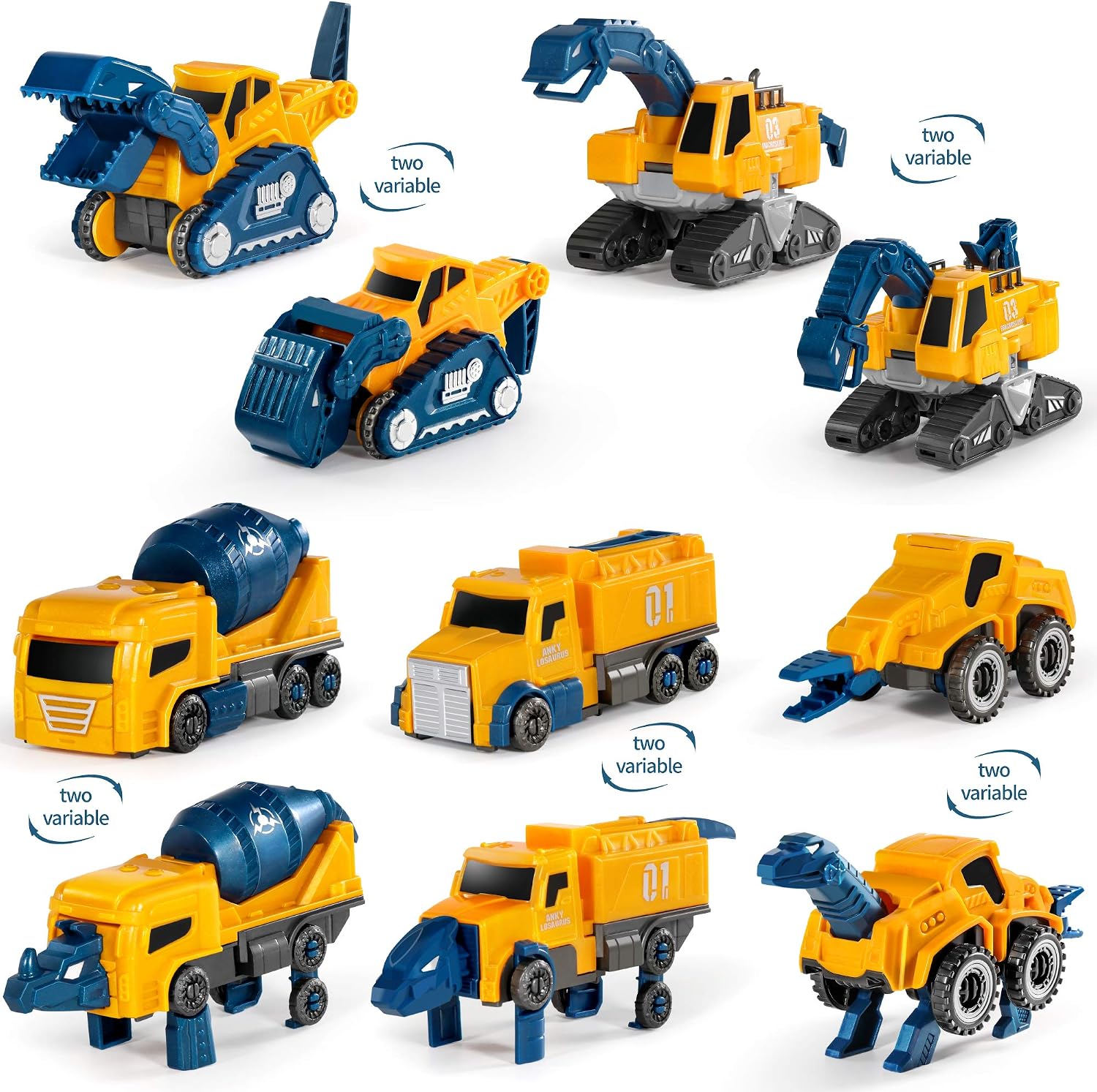 Detalle de MIEBELY Toddler Robot Construction Vehicles Set (5-Piece) – Transforming Magnetic Robot Trucks for Kids