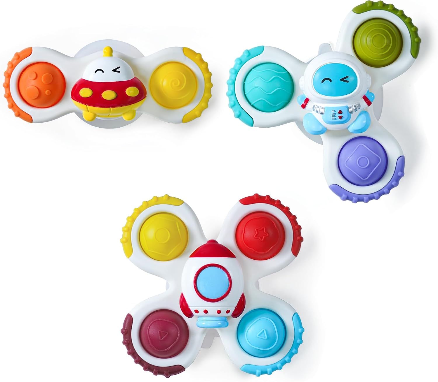 Detalle de LiKee Suction Cup Fidget Spinner Toy for Toddlers, Multicolour