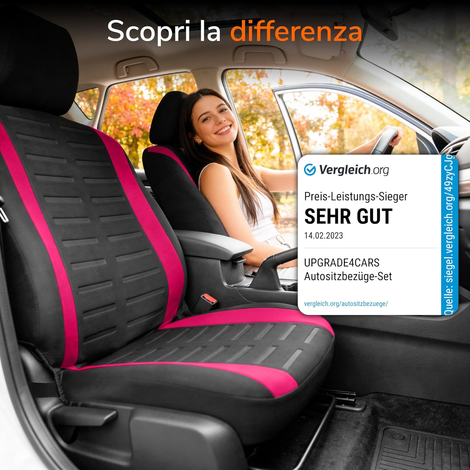Thumbnail 5 de Upgrade4cars Coprisedili Anteriore Rosa set 4 pezzi