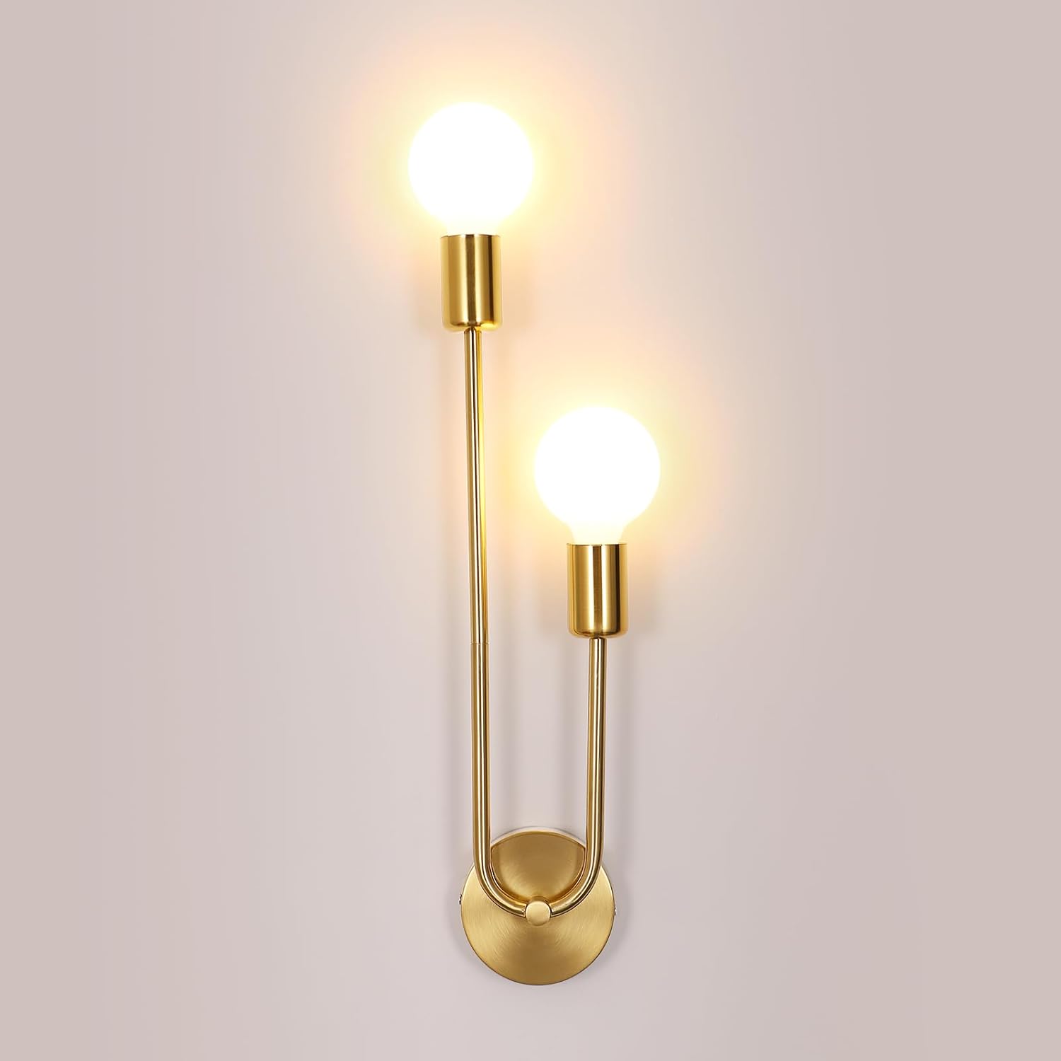 Detalle de Riserva 933M-4/03 vägglampa i guld med två E27-ljuskällor