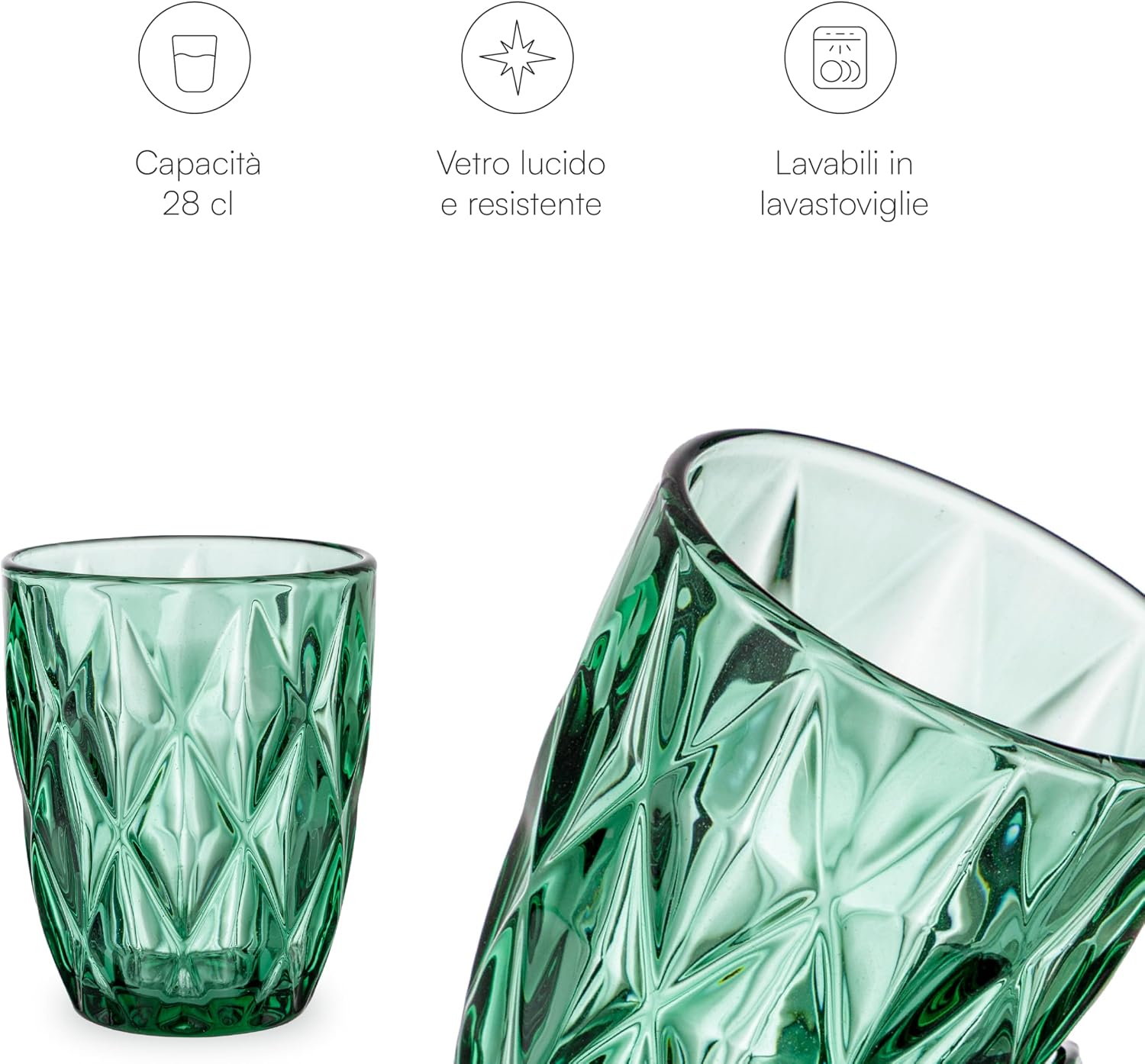 Detalle 2 de Baroni Home Diamante 28 cl, set 6 bicchieri