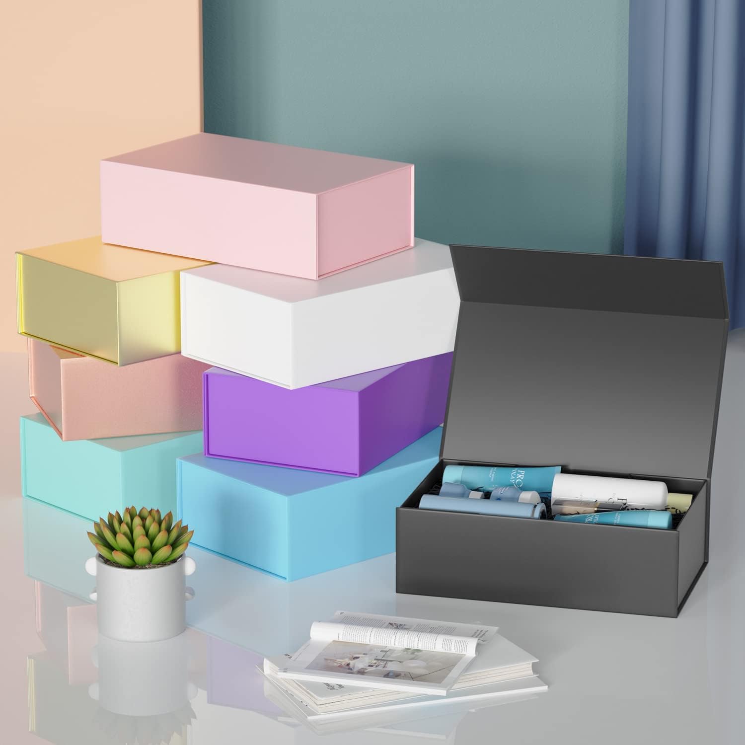 Thumbnail 6 de 5 Pack Gift Boxes with Magnetic Closure (30 x 15 x 10 cm) in Black