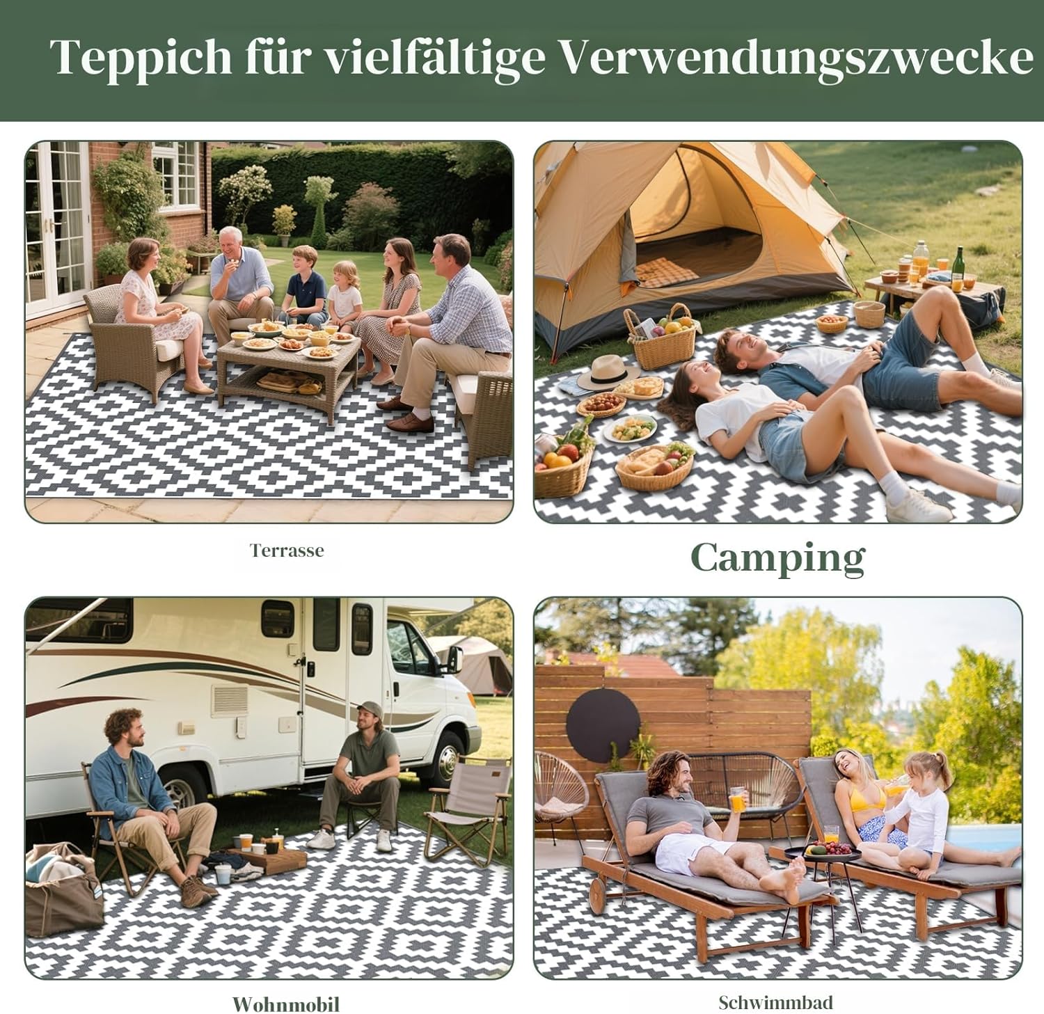 Thumbnail 5 de MOKANI Outdoor-Wendeteppich wetterfest 150 x 240 cm – UV-beständig, rutschfest & wasserfreundlich