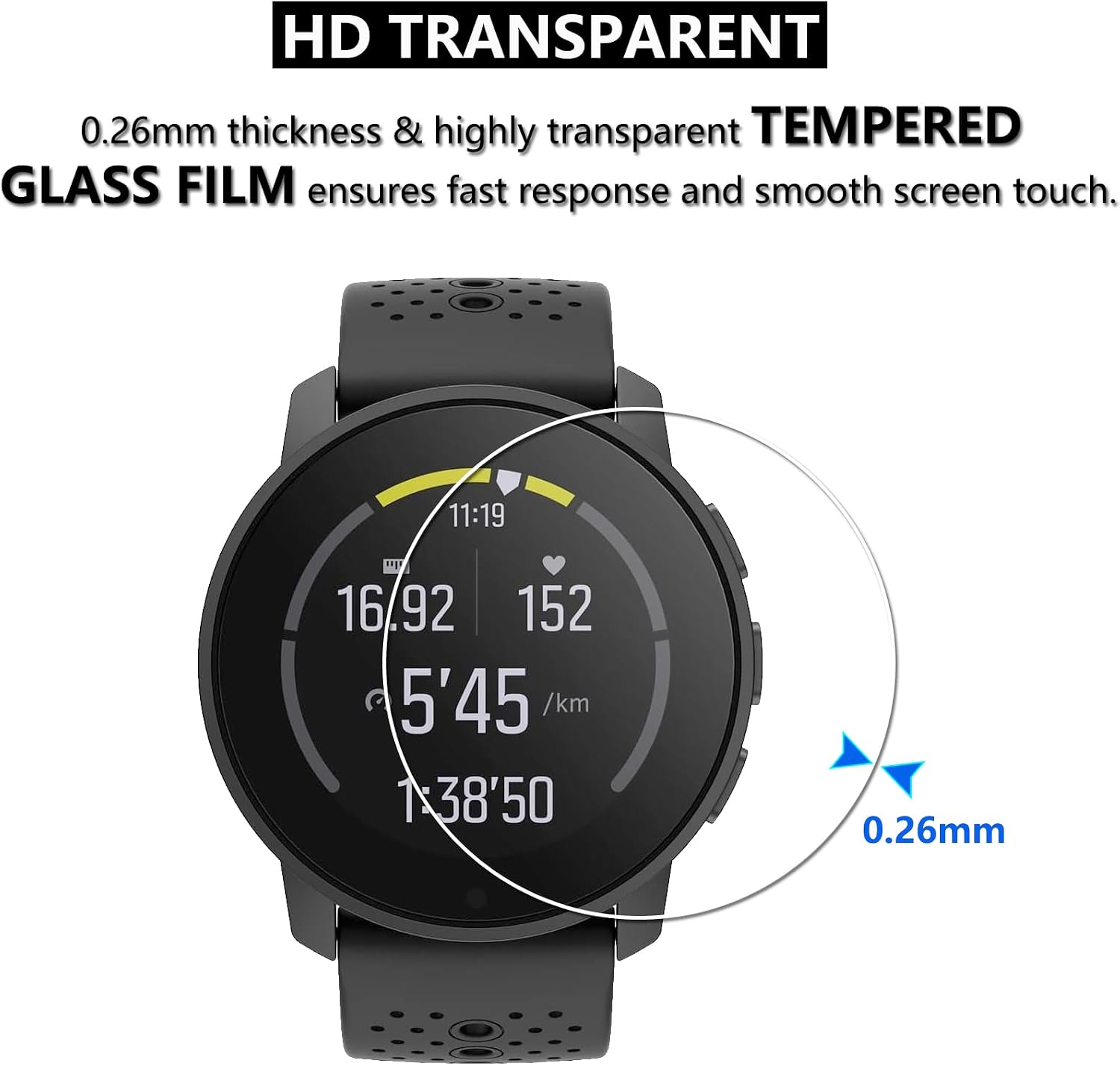Detalle de Lusee Screen Protector for Suunto 9 Peak—Tempered Glass, 3-Pack