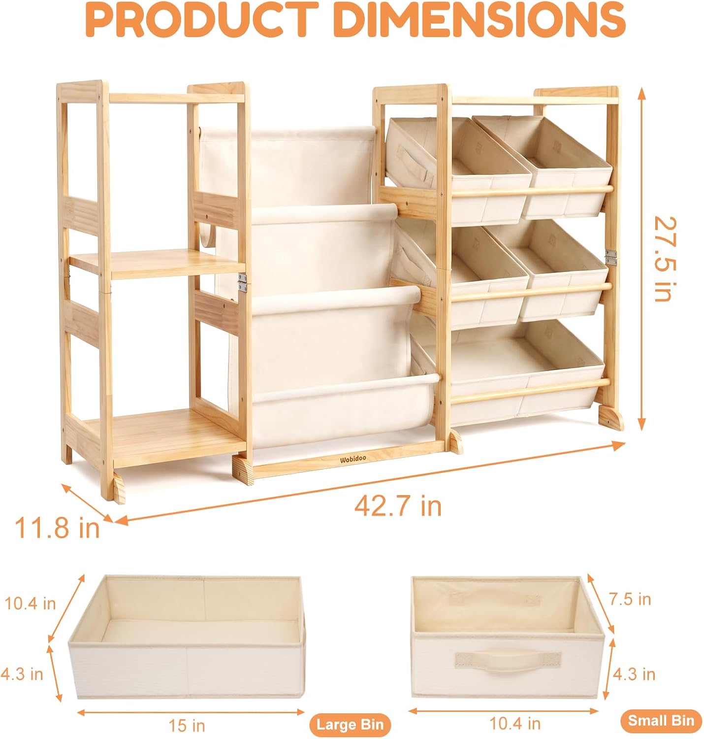 Detalle de Wobidoo Kids Bookshelf in Solid Pine