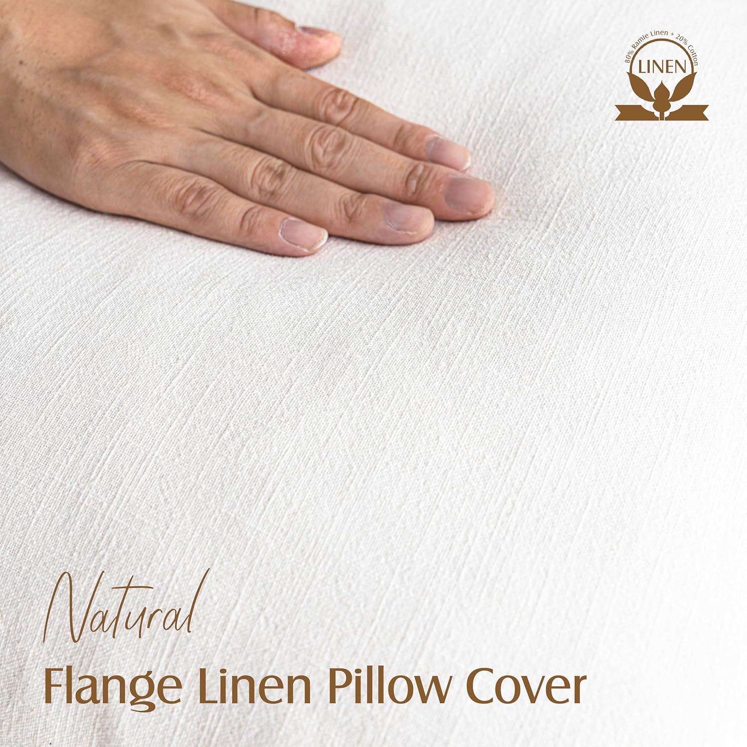 Detalle de Foindtower 2-Pack Decorative Linen Throw Pillow Covers, 26x26 Cream White