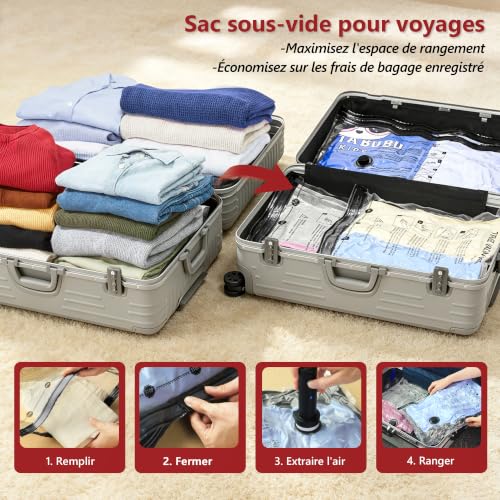 Detalle de Sac sous vide vêtements avec pompe électrique sans fil – SUOCO, 18 pièces (3 tailles)