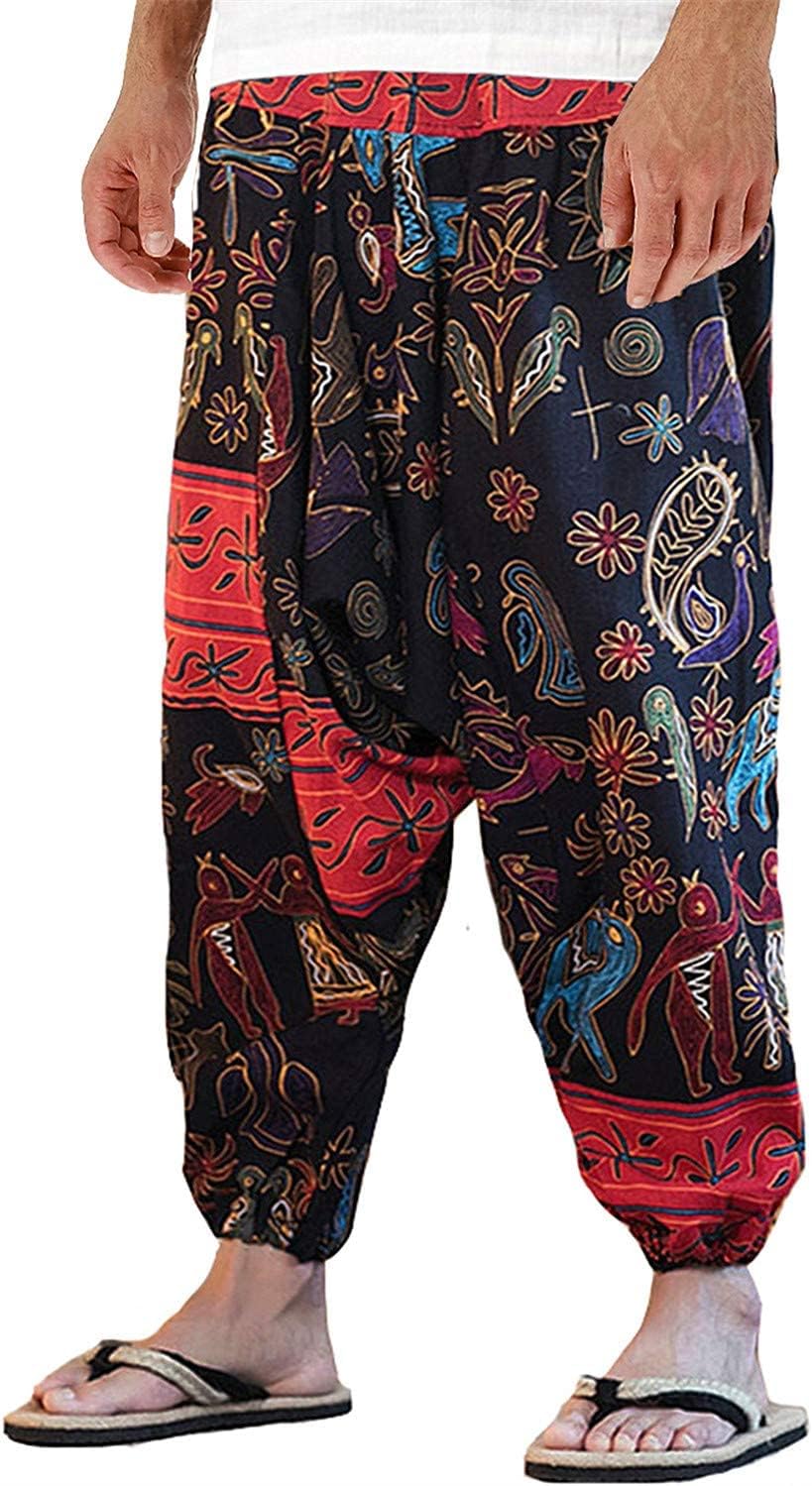 Thumbnail 4 de perdontoo Mens Casual Harem Pants Fancy Print Wide Leg Baggy Trousers