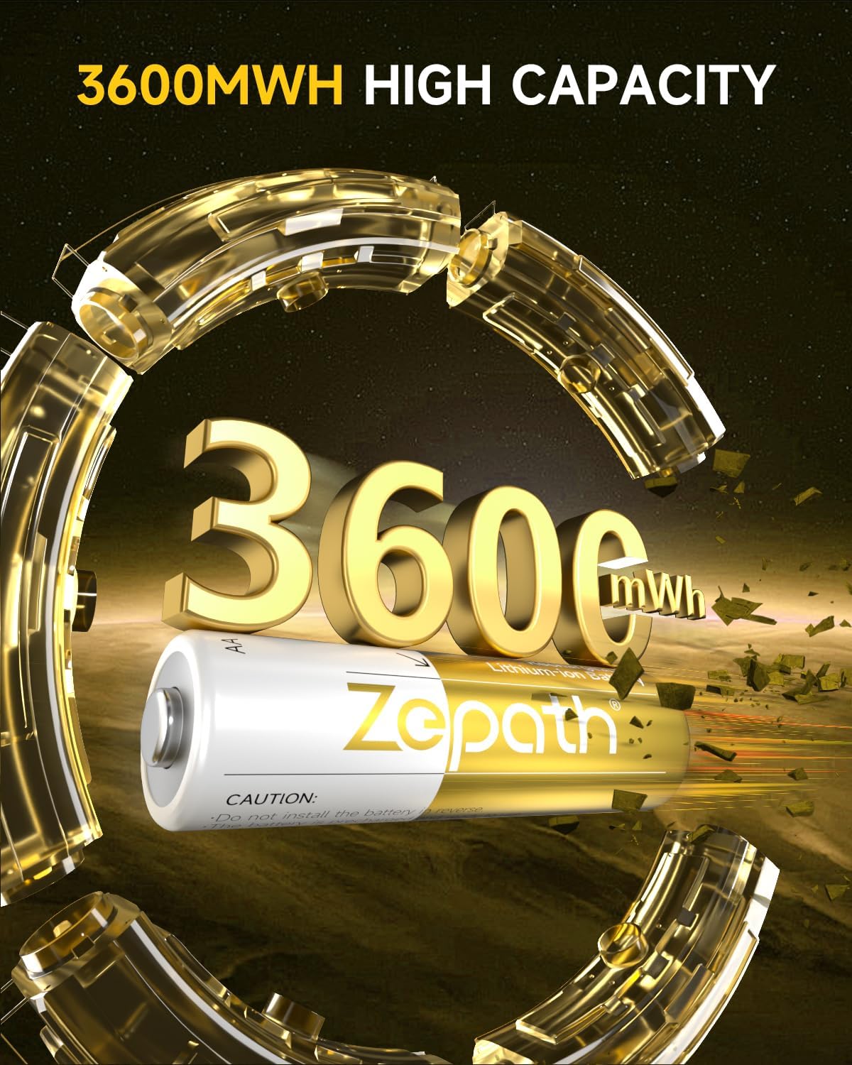 Detalle 2 de Zepath 4 x AA 3600mWh rechargeable batteries