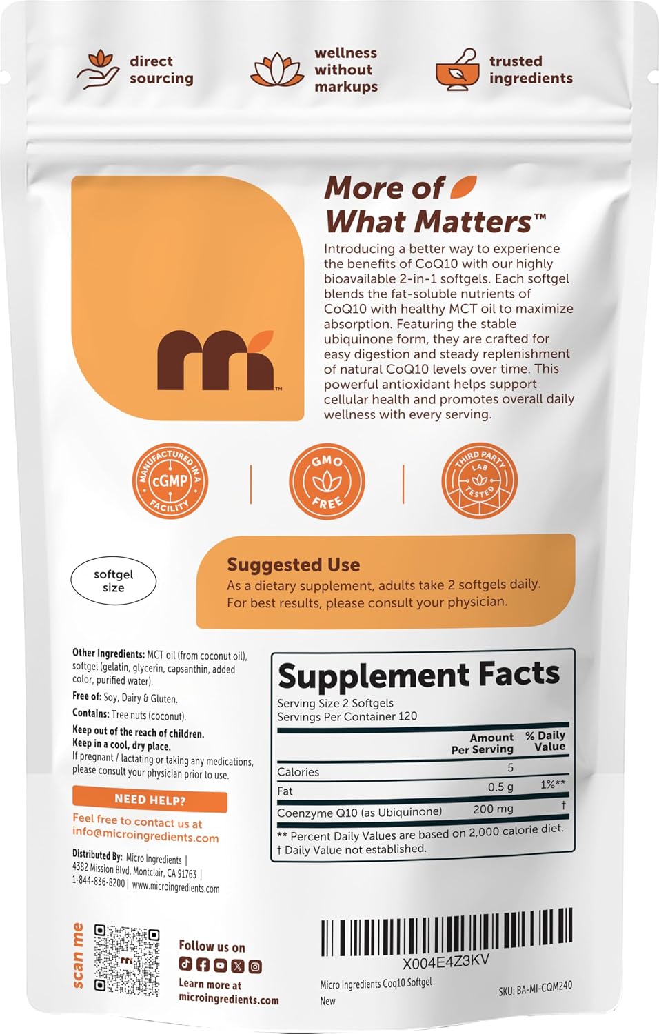 Thumbnail 6 de Micro Ingredients CoQ10 Softgels, 200 mg