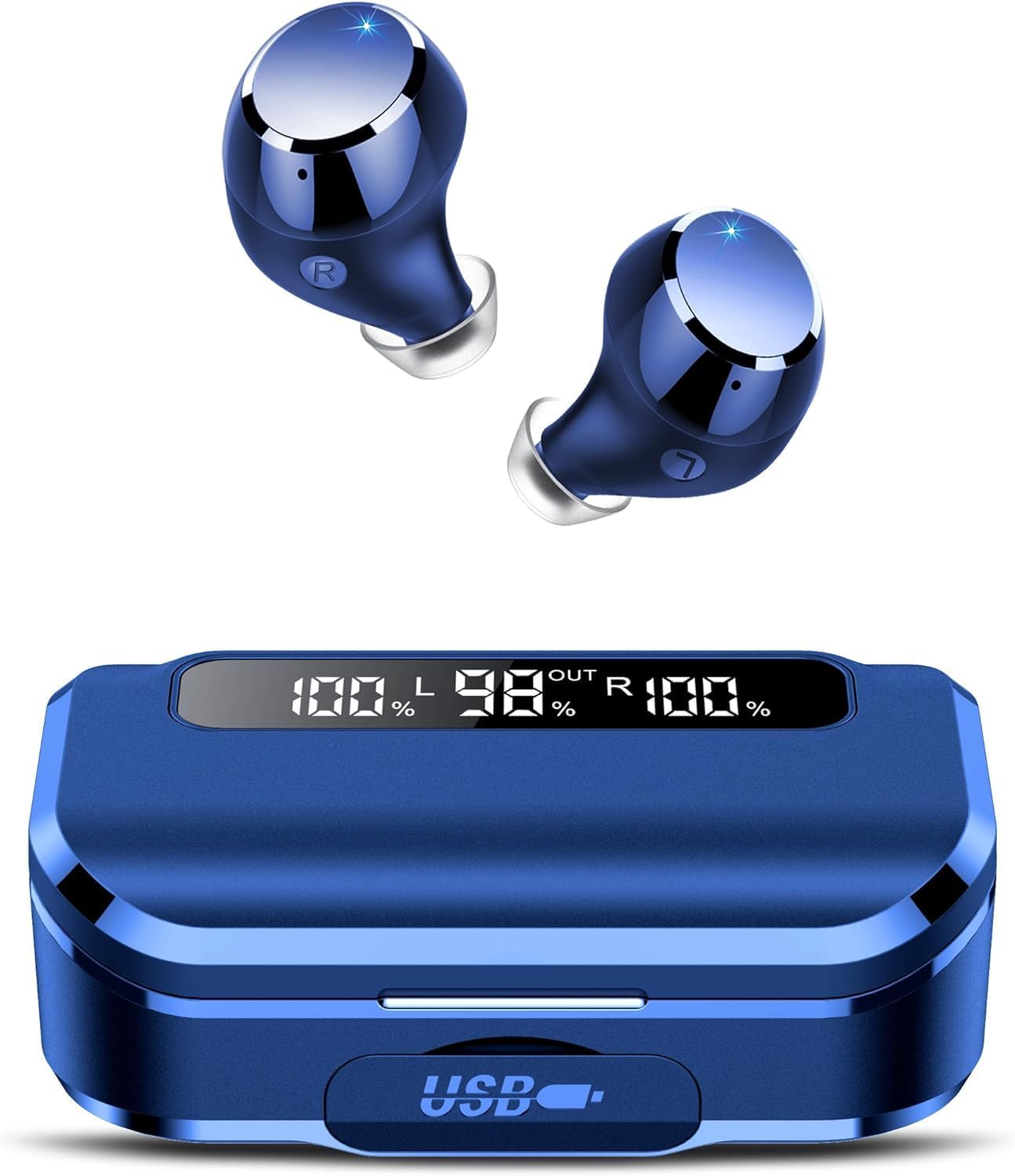 Detalle de Bluetooth Kopfhörer Kabellos 5.3 In Ear mit ENC, IPX7 & LED-Anzeige – 108 Std. Spielzeit