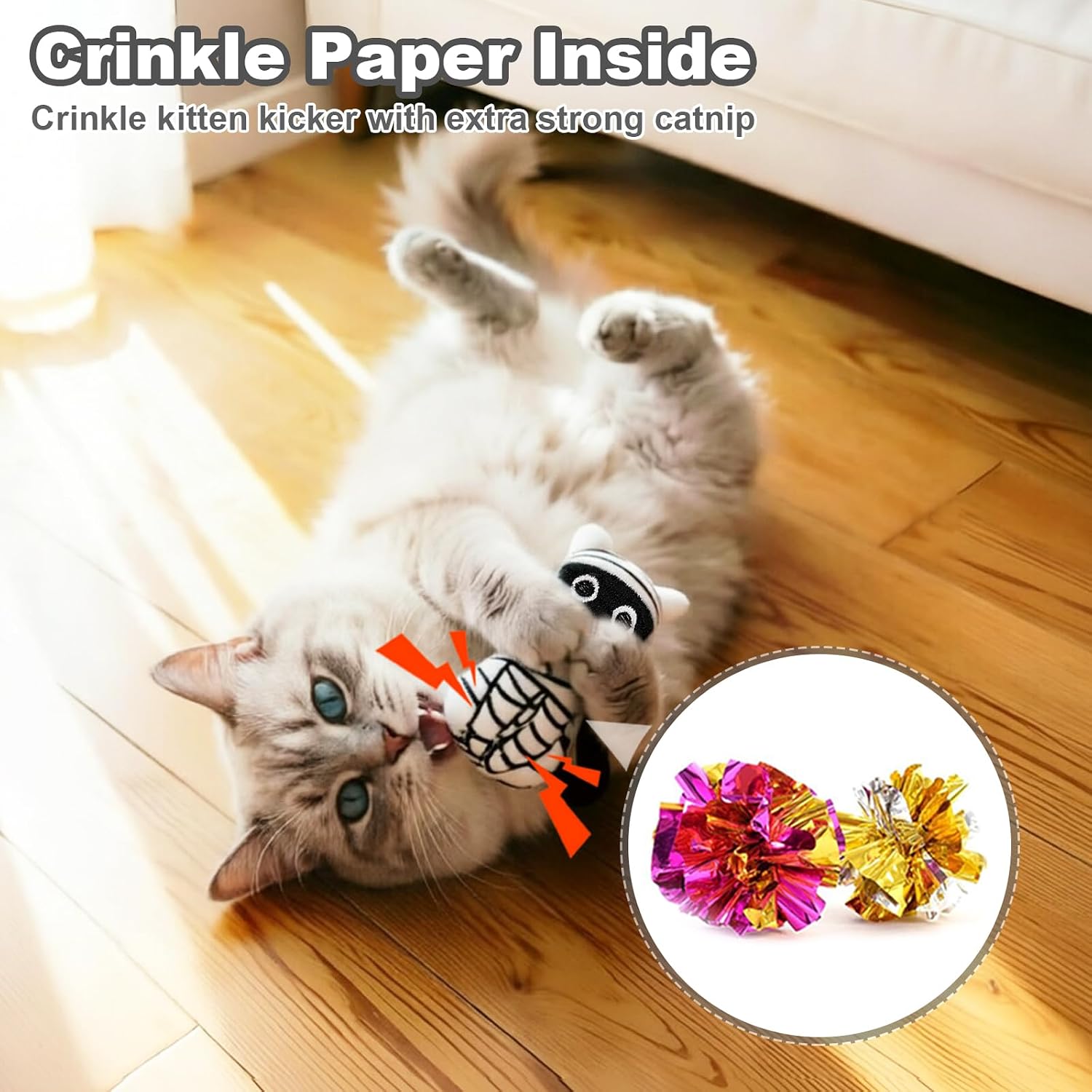 Thumbnail 5 de Retro Shaw Halloween catnip toys Plush Cat Toys, 4-Pack with Crinkle Sound