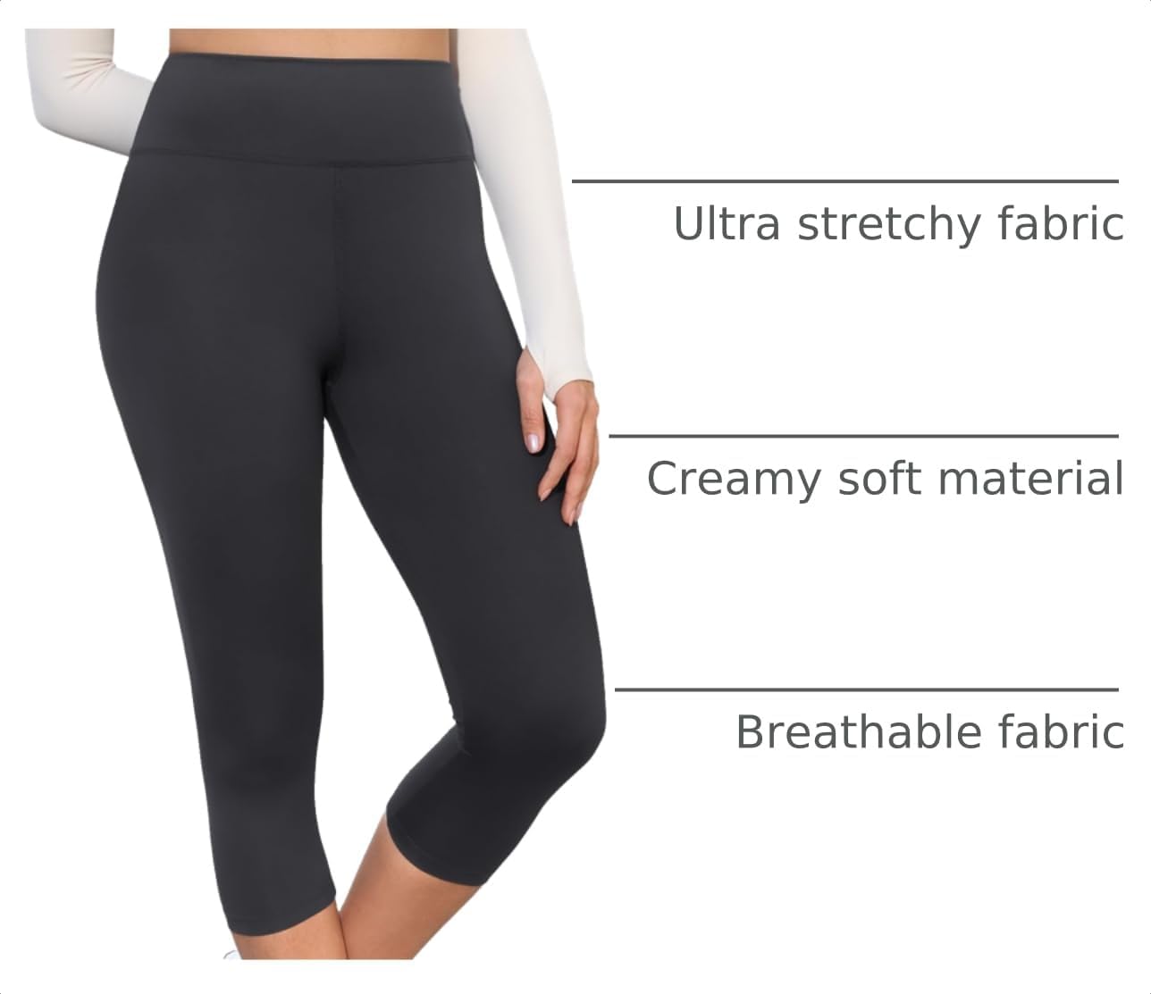 Thumbnail 6 de VALANDY Creamlush 4-Pack Capri Leggings (High-Waisted, Stretchy Yoga & Lounge Pants) — S-3XL
