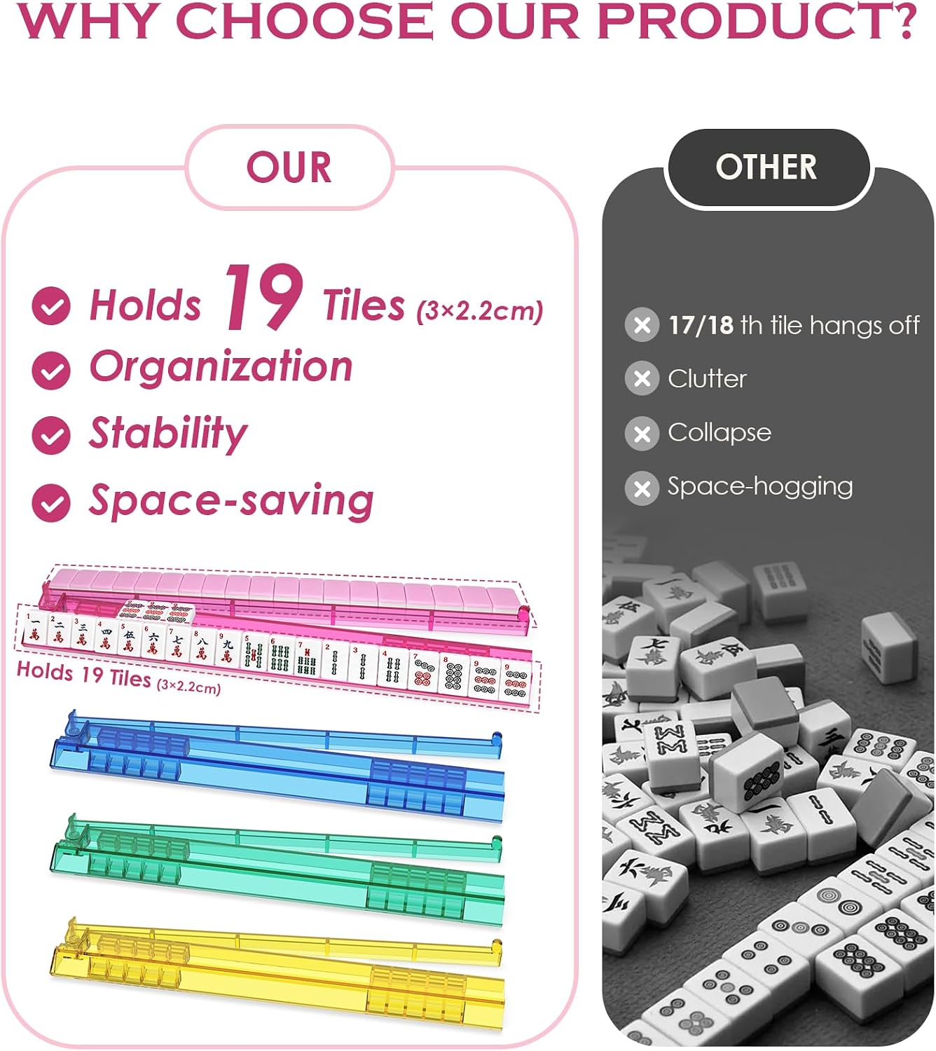 Detalle de Mahjong Rack and Pusher Set of 4