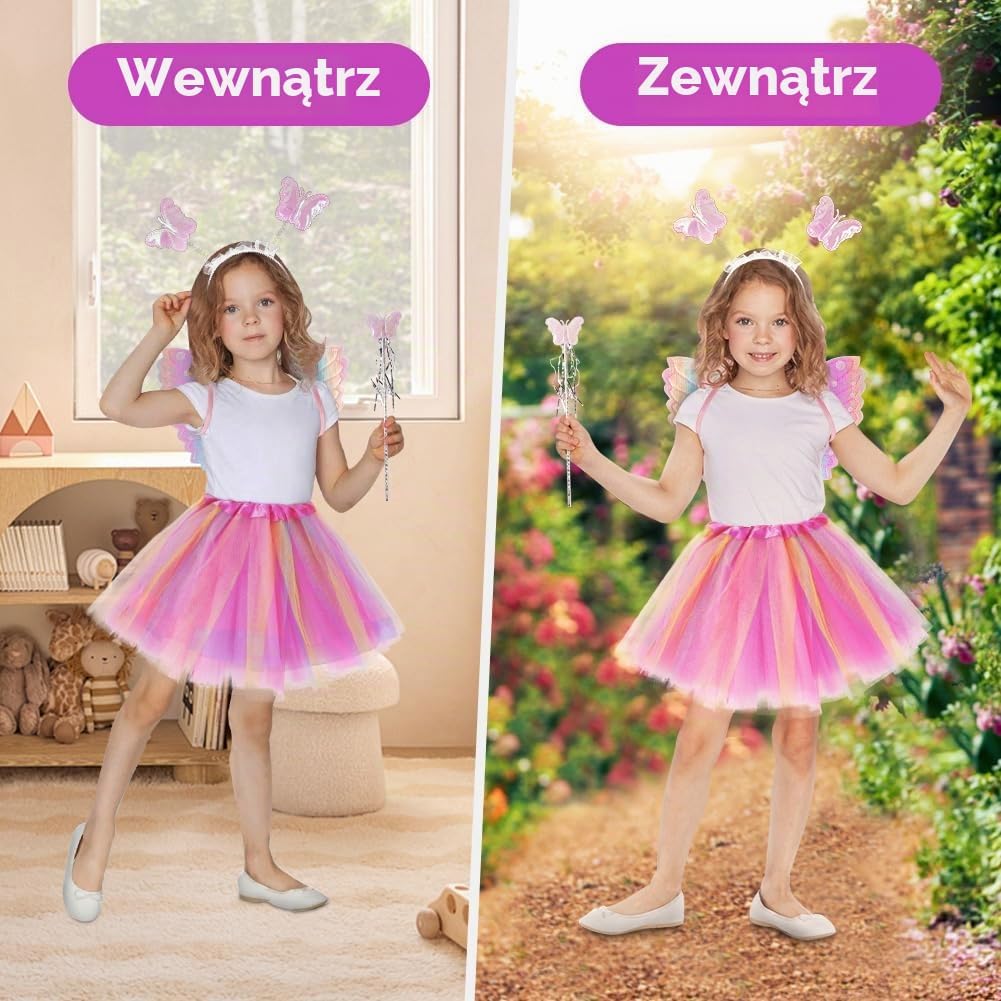 Detalle de BSBUY Skrzydła motyla dla dzieci, zestaw kostiumowy 3/4/5/6 elementów