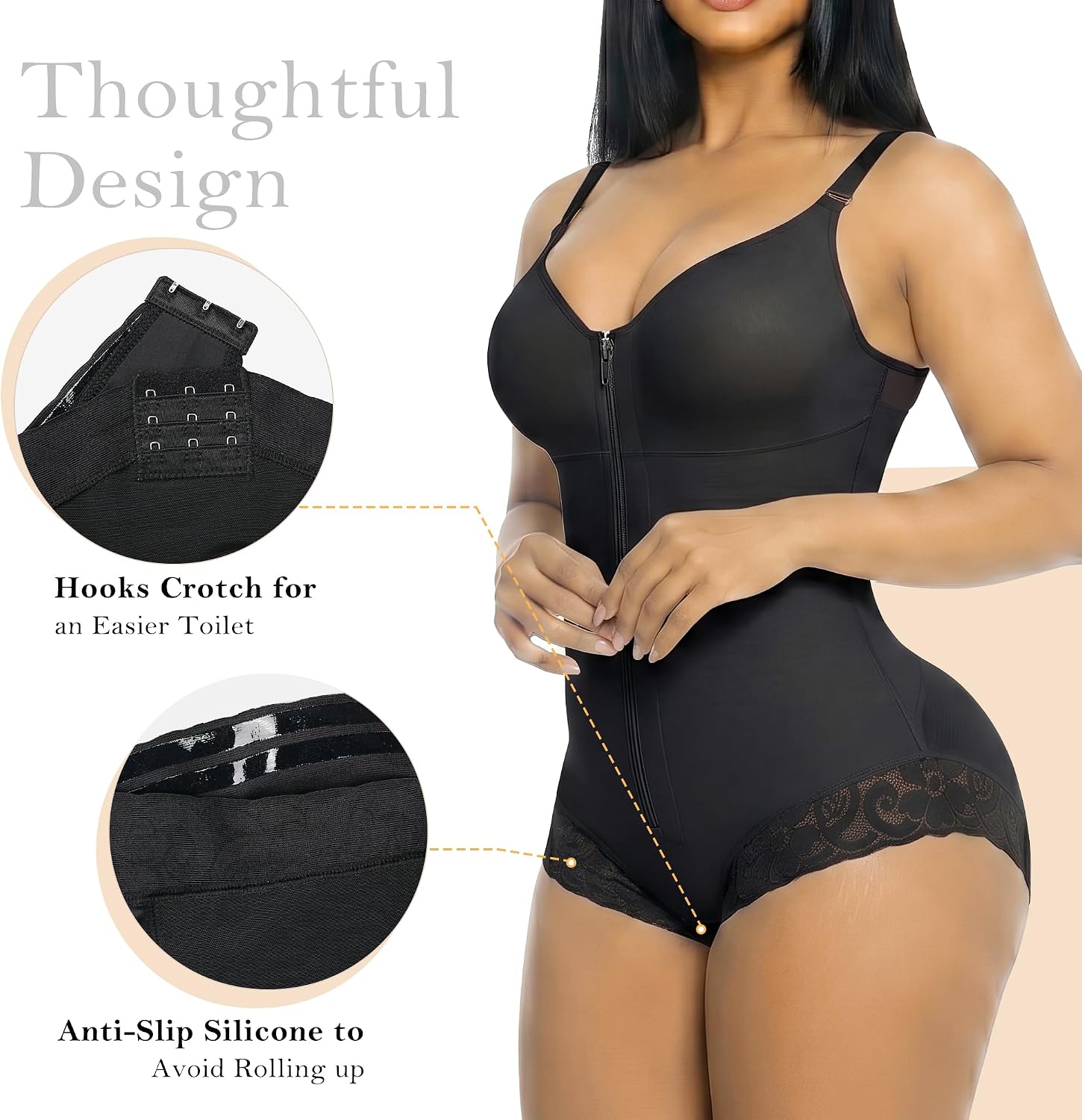 Detalle 1 de YIANNA Full-Body Shapewear with Side-Bust Padding and Adjustable Straps