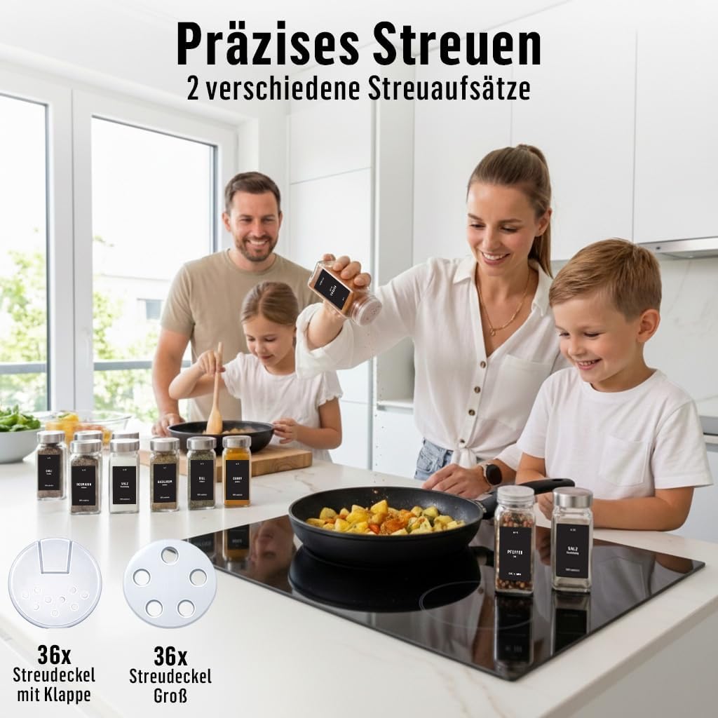 Detalle 2 de Deco haus® Gewürzgläser Eckig 36er Set 🧂