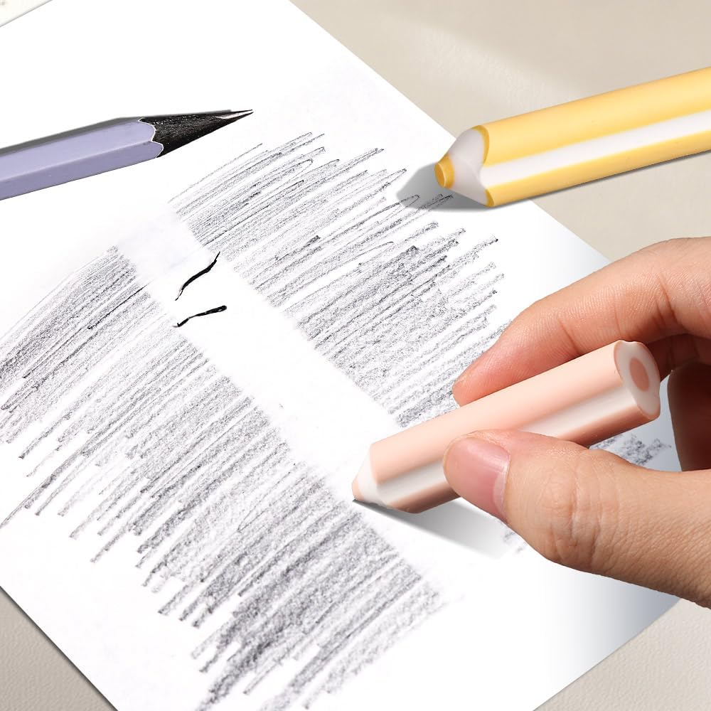 Thumbnail 5 de SimSign bleistiftförmige Radiergummis (10 Stück, 5 Farben) – staubfreie Radierer mit ergonomischem Dreiecksgriff