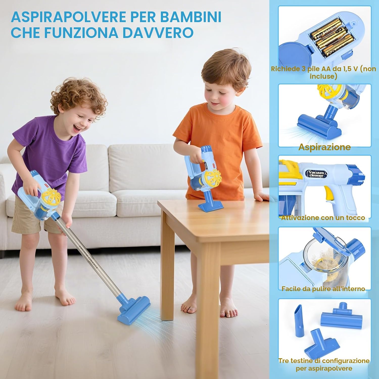Detalle de Dreamon Aspirapolvere per bambini con aspirazione e funzione audio + set da 11 accessori